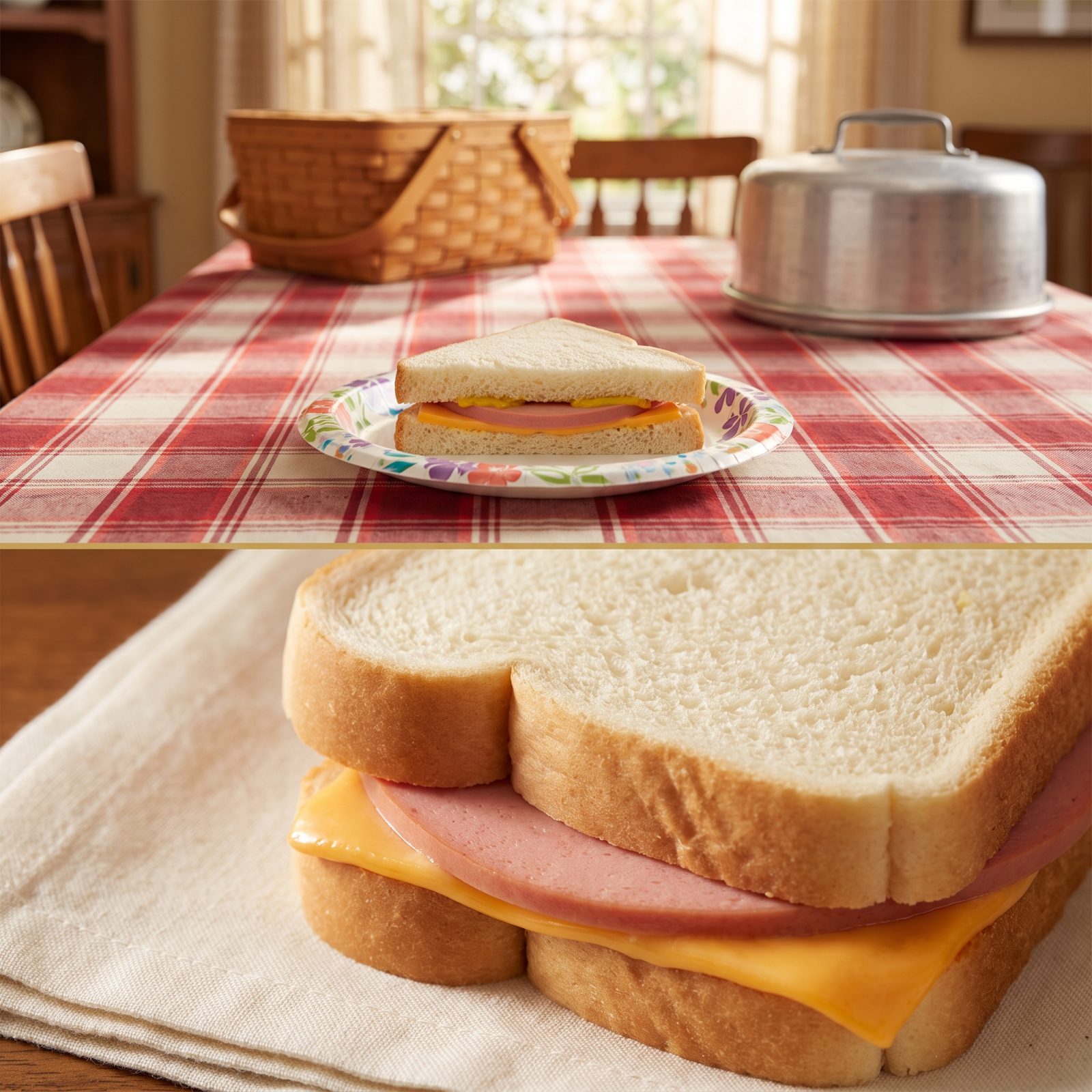 Bologna and American Cheese on White Bread