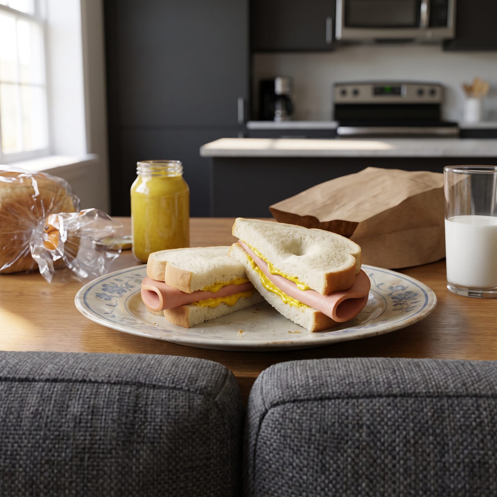 Bologna Sandwiches With Yellow Mustard