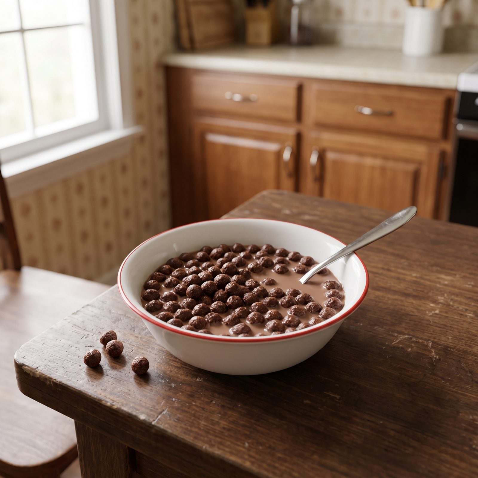 A Bowl of Chocolate Cereal That Turns the Milk Brown
