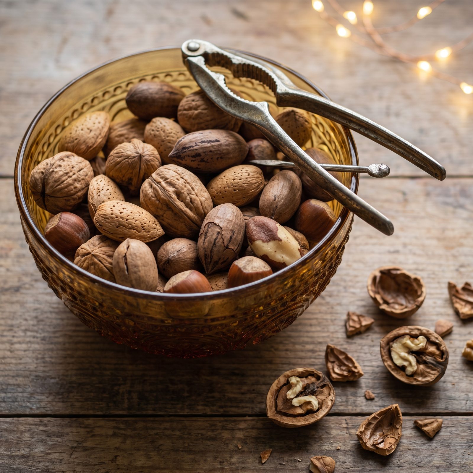 A Bowl of Salted Mixed Nuts Still in Their Shells