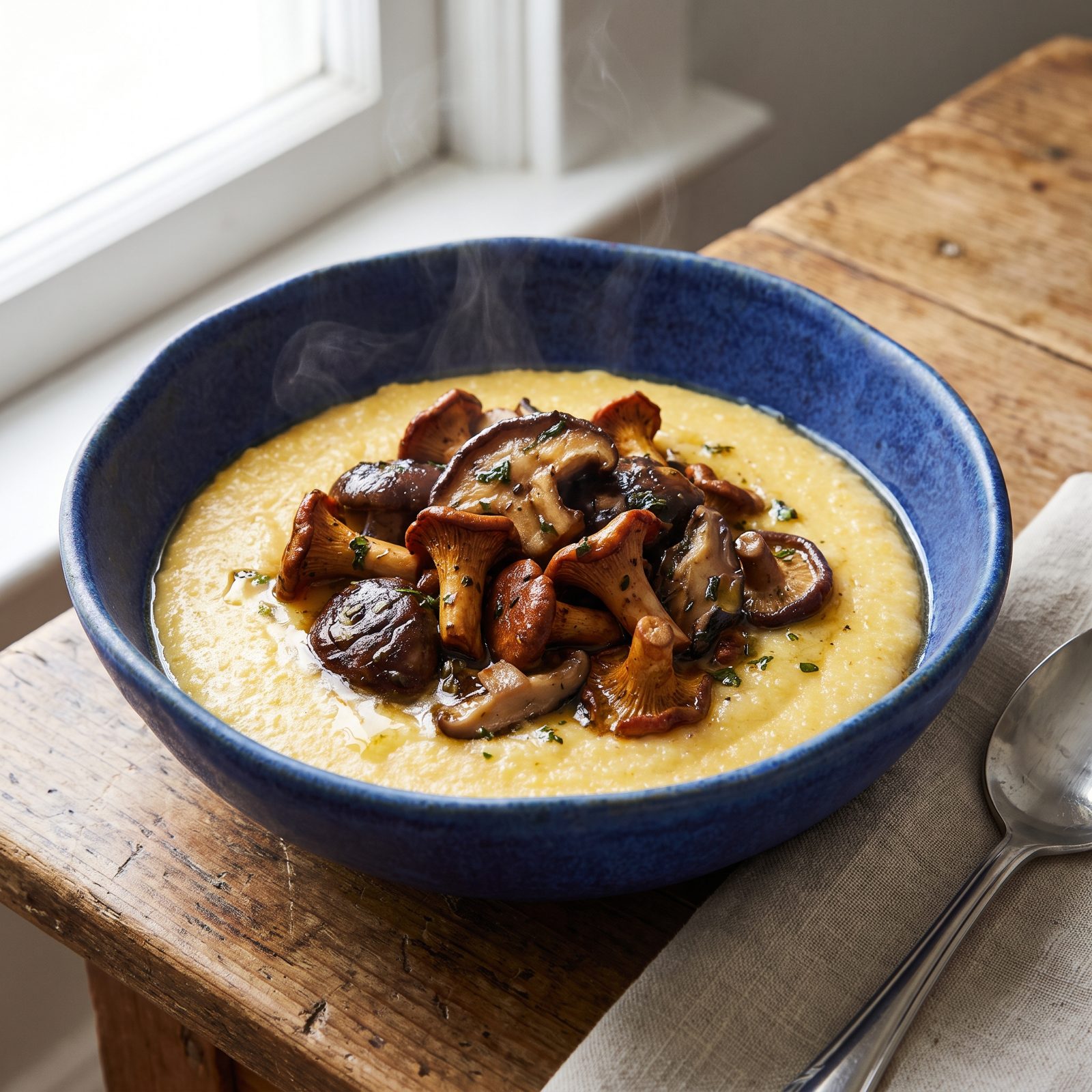 A Box of Mushrooms Becomes Creamy Polenta Bowls