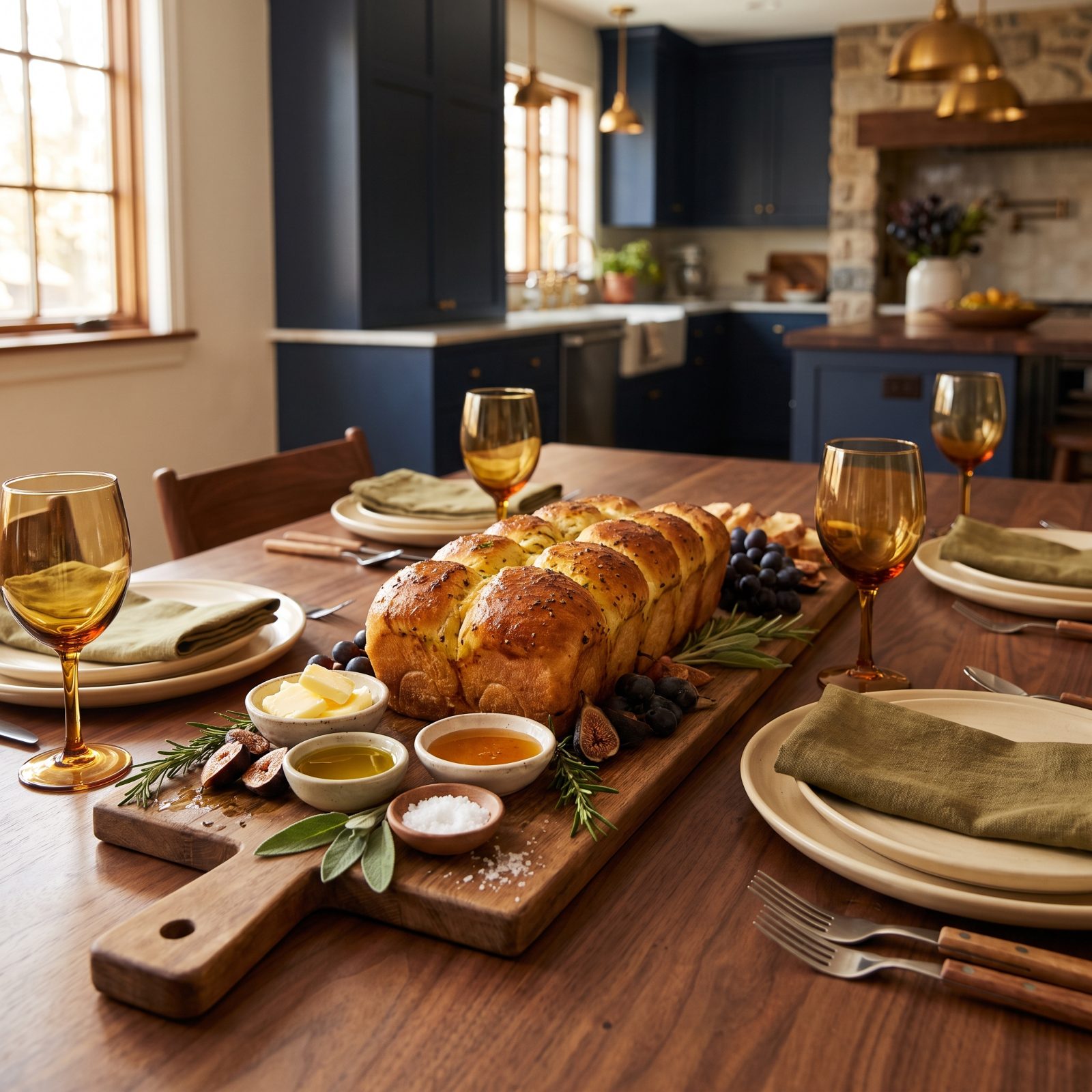 A Breadboard and Pull-Apart Loaf Centerpiece
