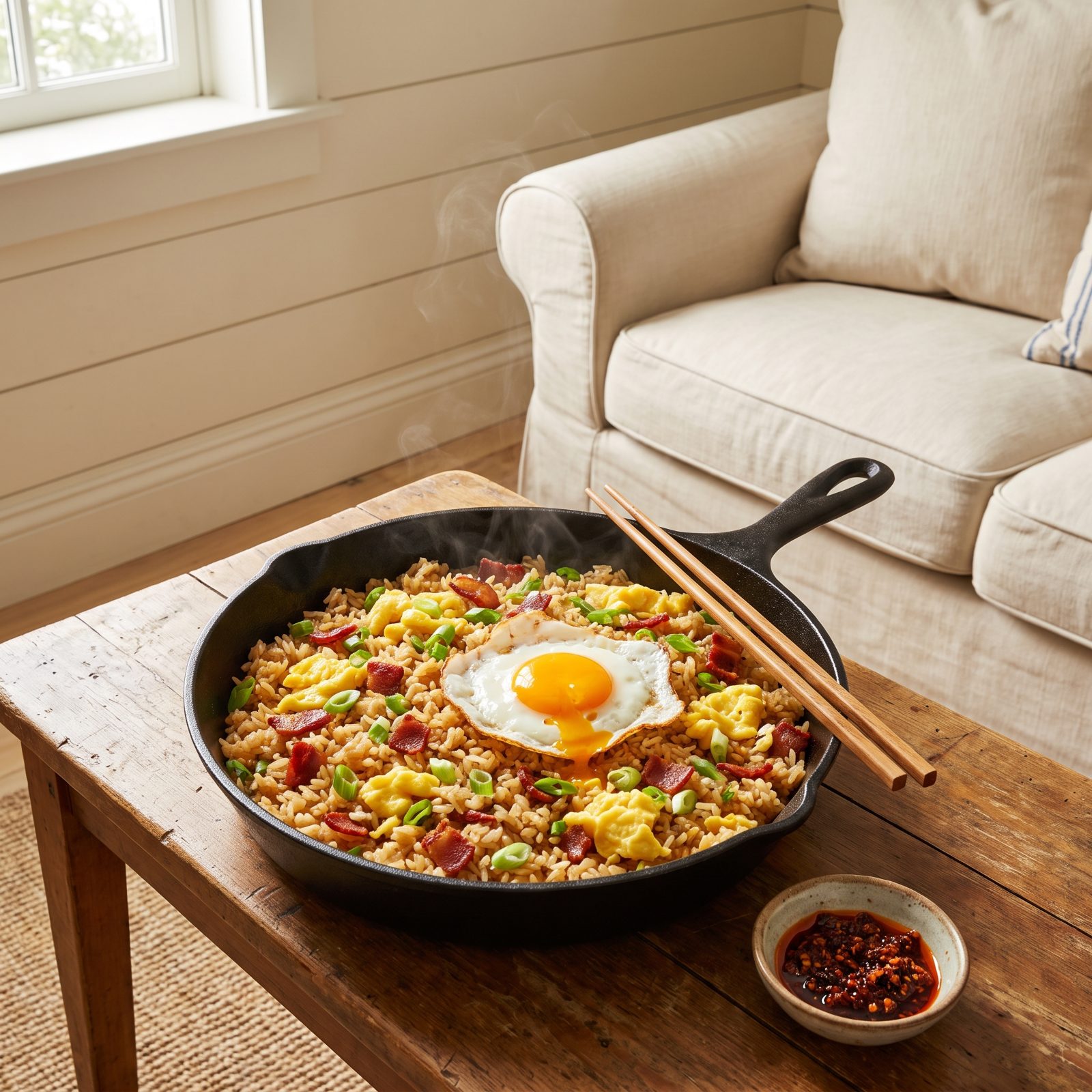 Breakfast Fried Rice With Bacon and Scallions