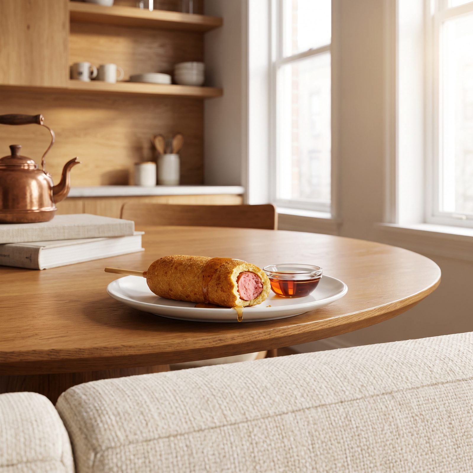 Breakfast Sausage Wrapped in a Pancake on a Stick