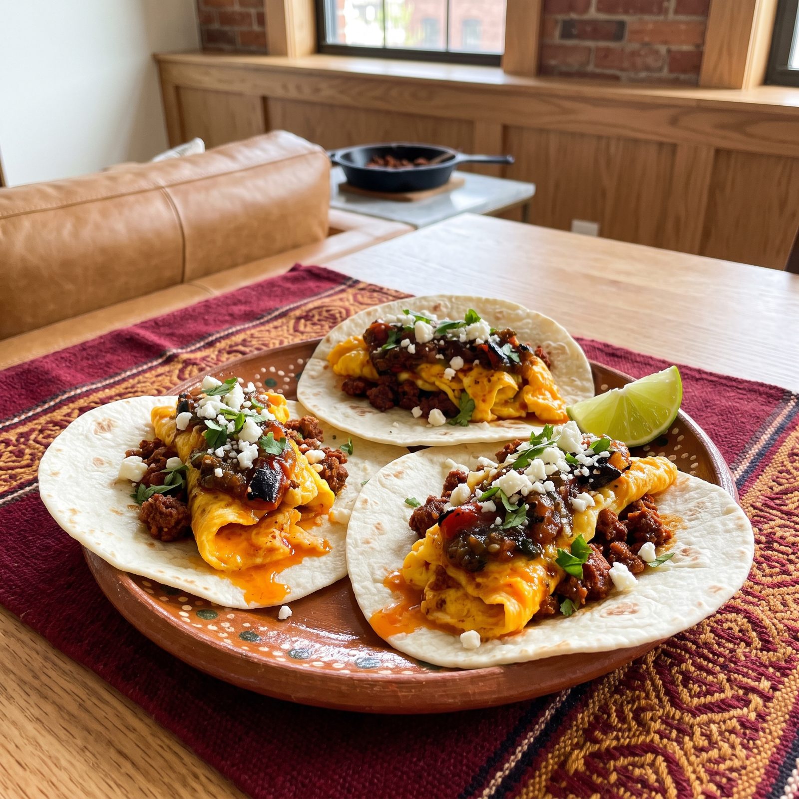 Breakfast Tacos With Chorizo and Roasted Salsa