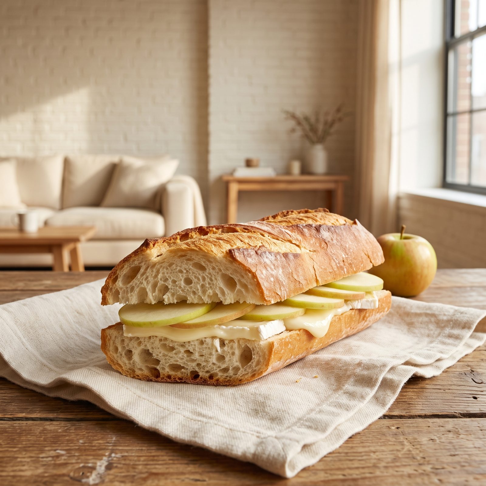 Brie and Apple on a Baguette