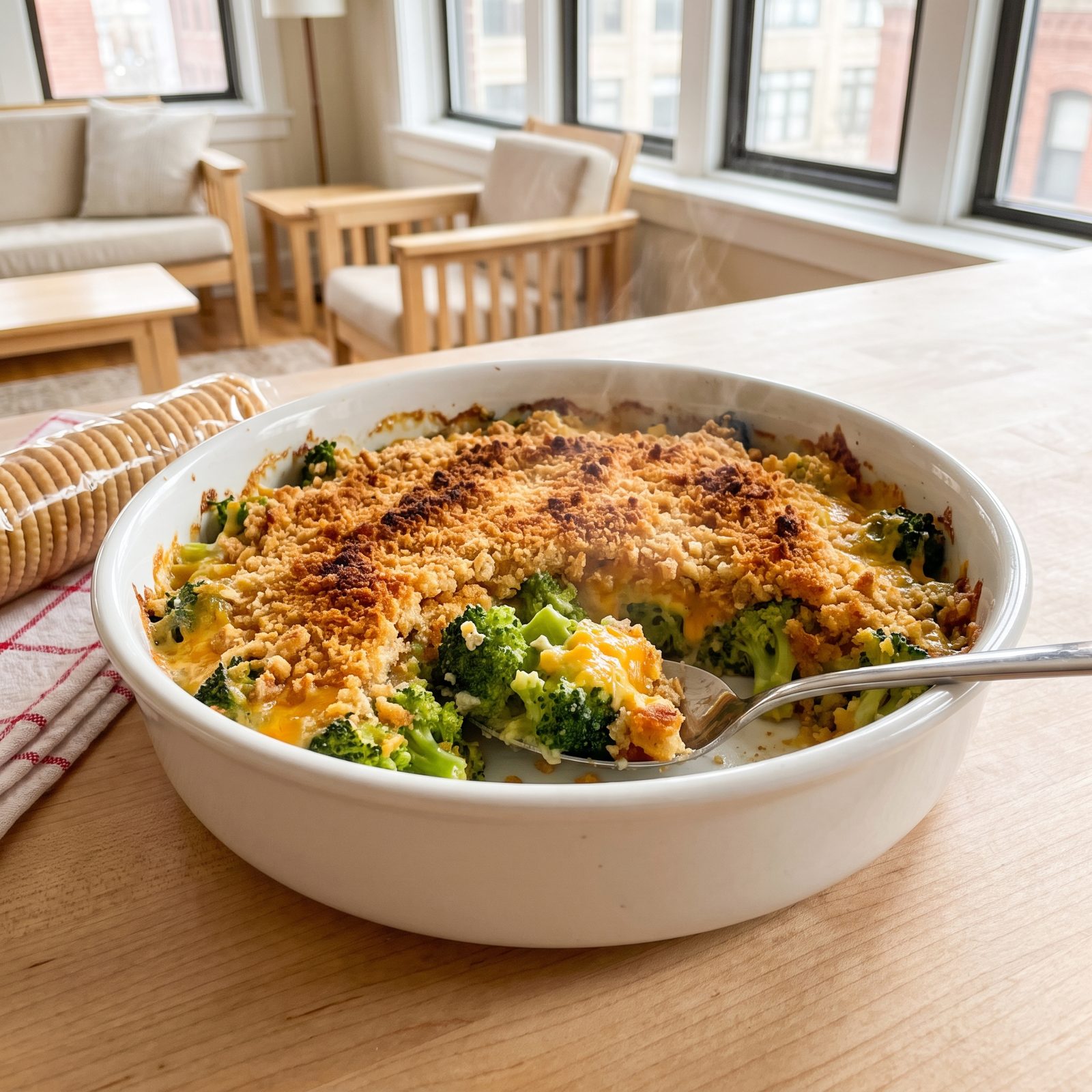 Broccoli Casserole With Buttery Cracker Crumbs
