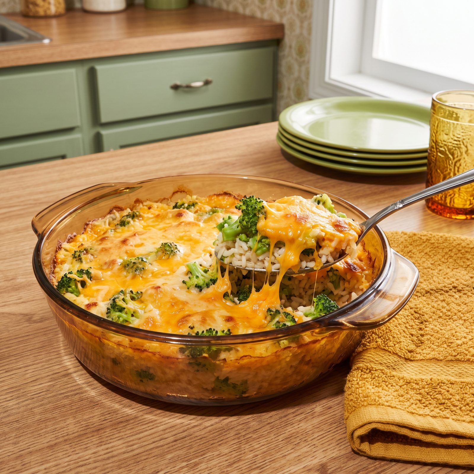 Broccoli and Rice Casserole With Processed Cheese