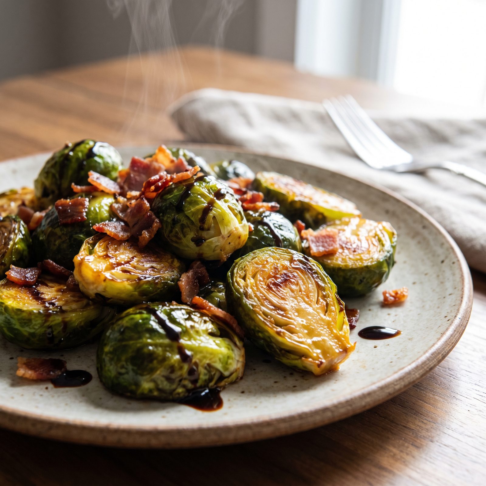 Brussels Sprouts With Bacon and Balsamic Glaze