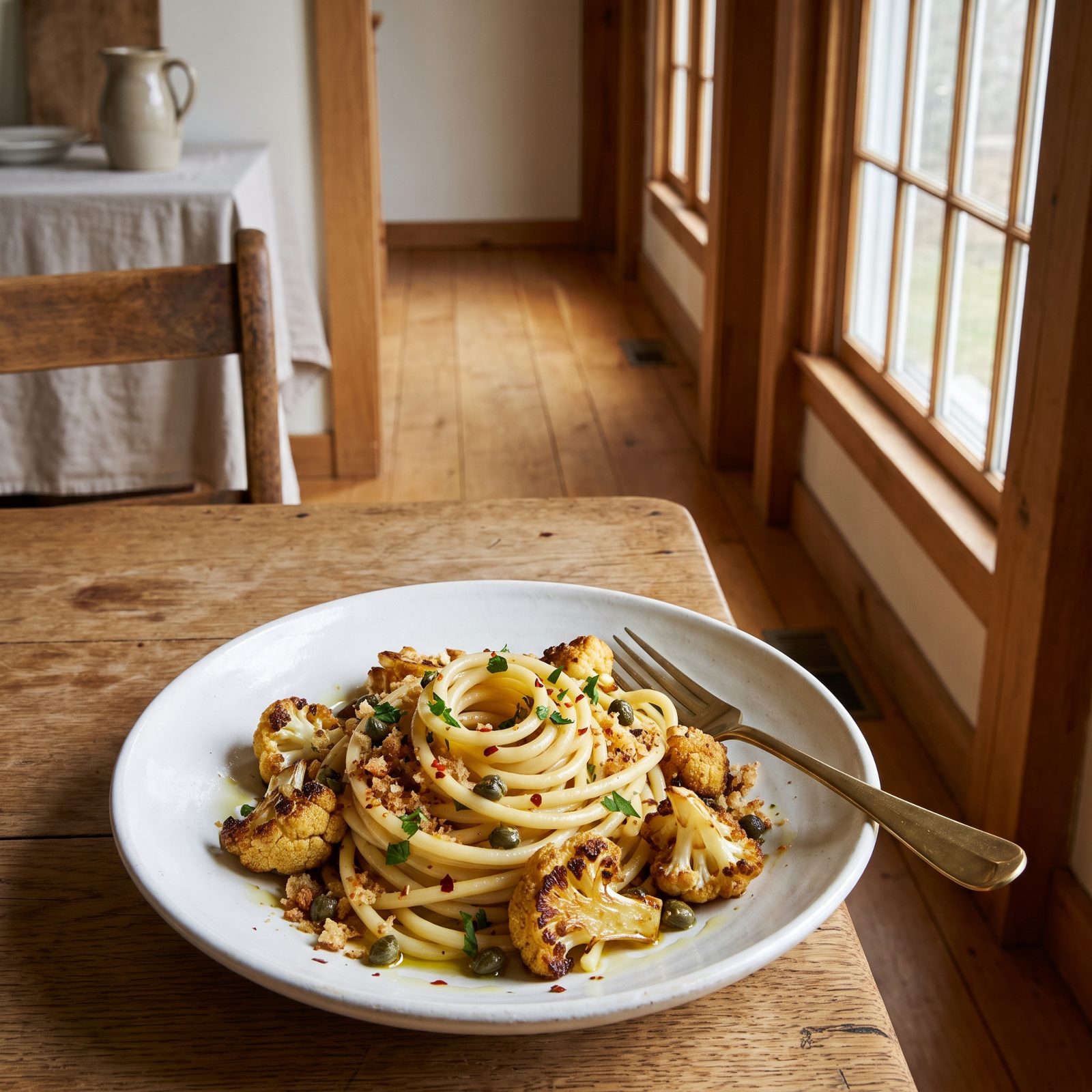 Bucatini With Roasted Cauliflower and Capers