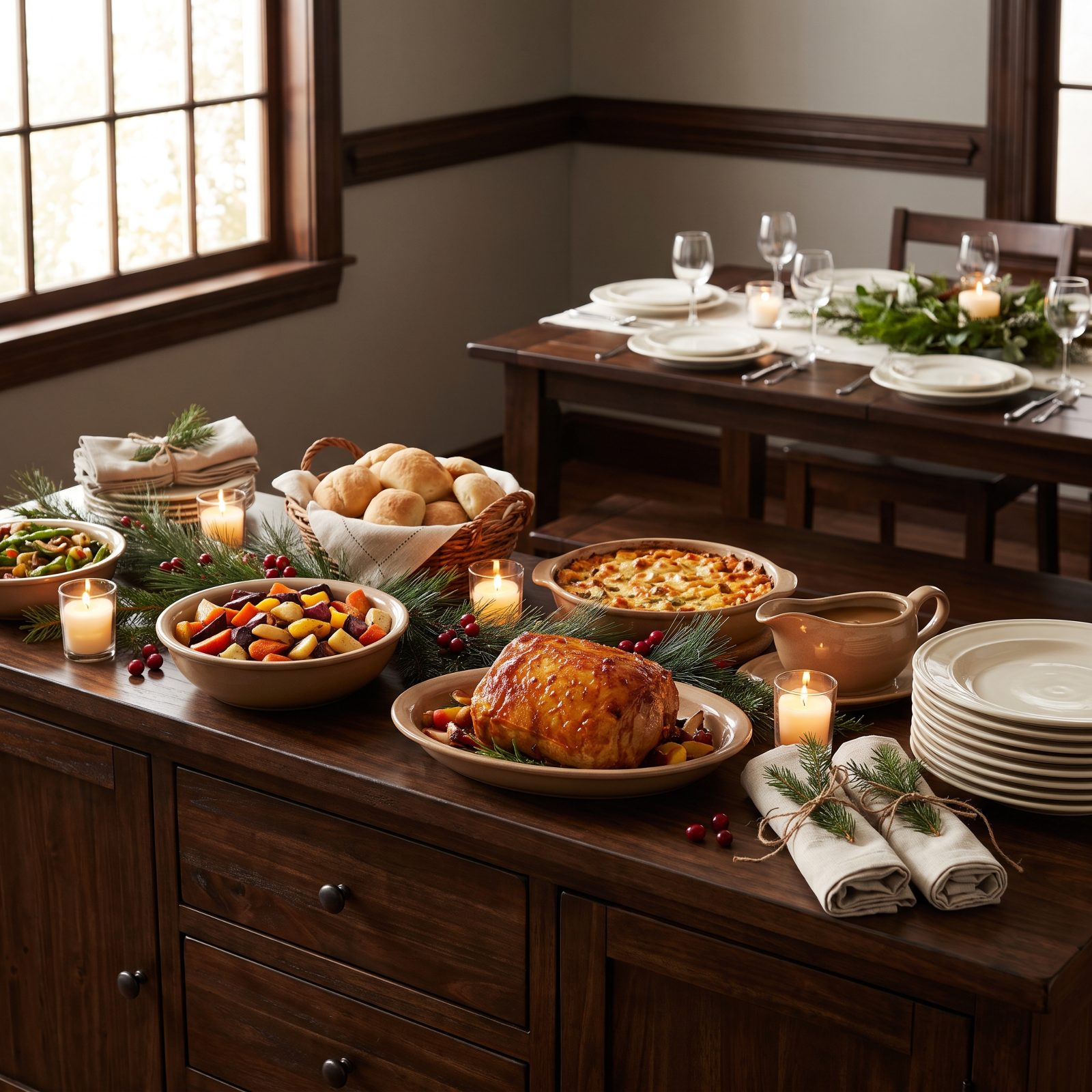A Buffet Table So the Dining Table Can Breathe