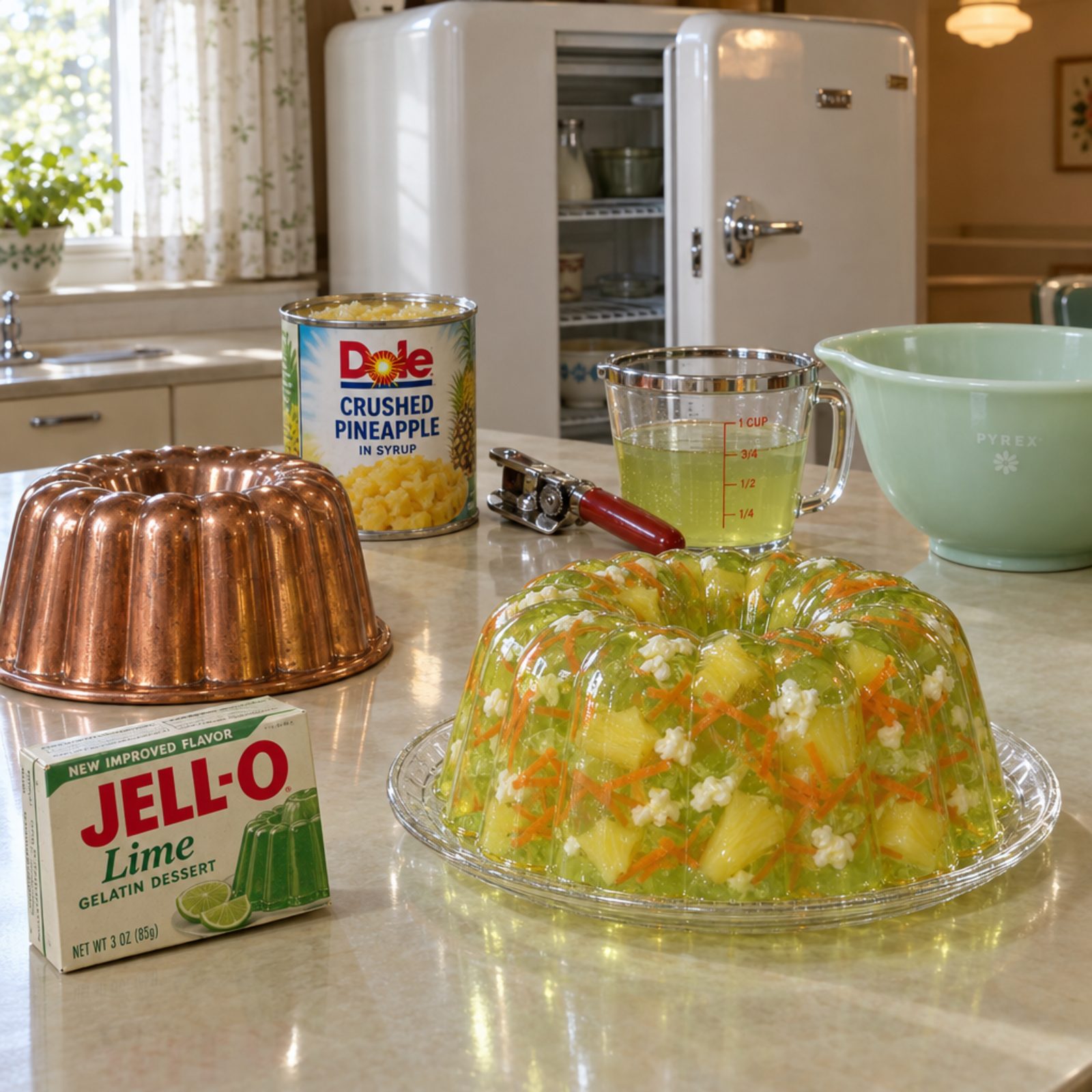 Building a Molded Lime Gelatin Salad Layer by Layer