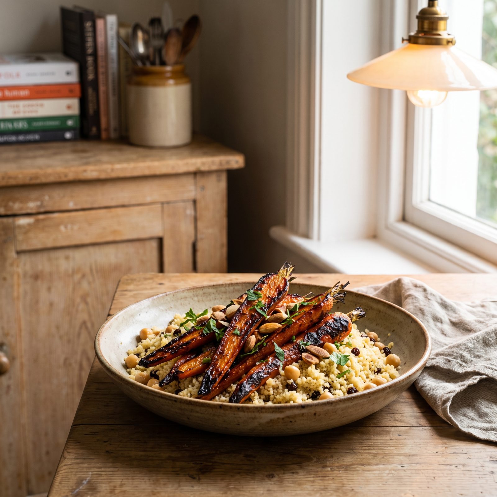 A Bunch of Carrots Becomes Harissa-Roasted Couscous