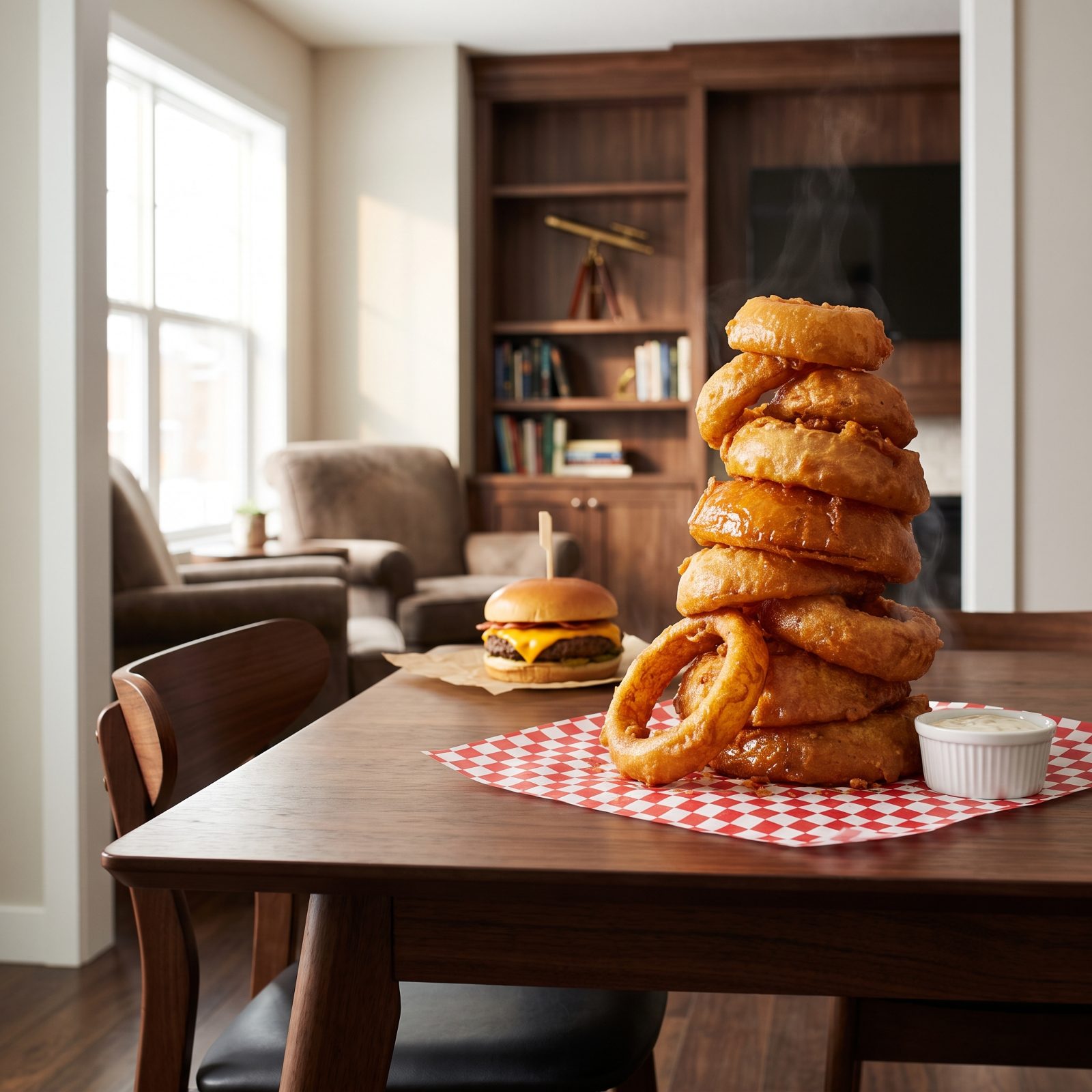 Burgers Upstaged by Beer-Battered Onion Rings