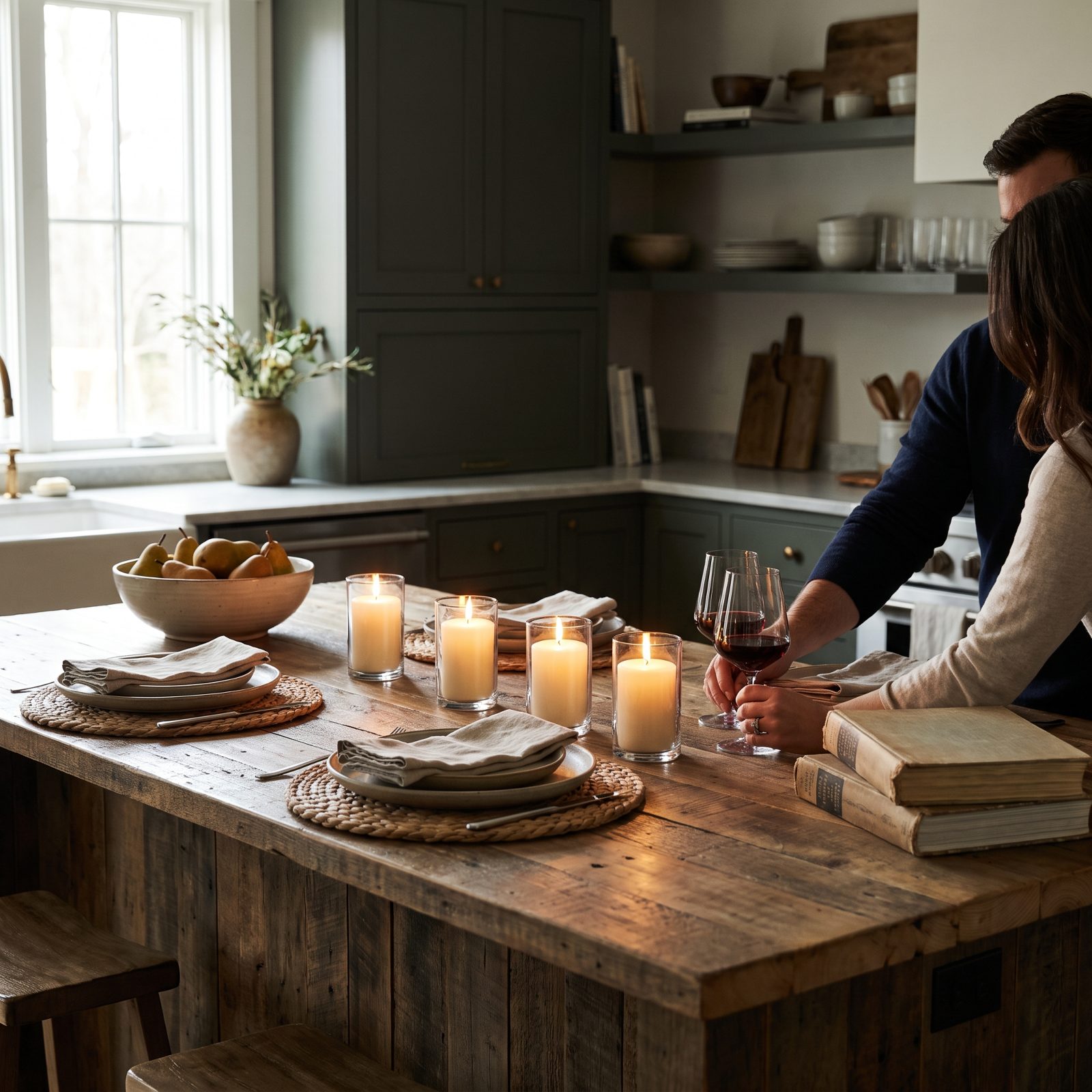 The Candlelit Kitchen-Island Table for a Small Gathering