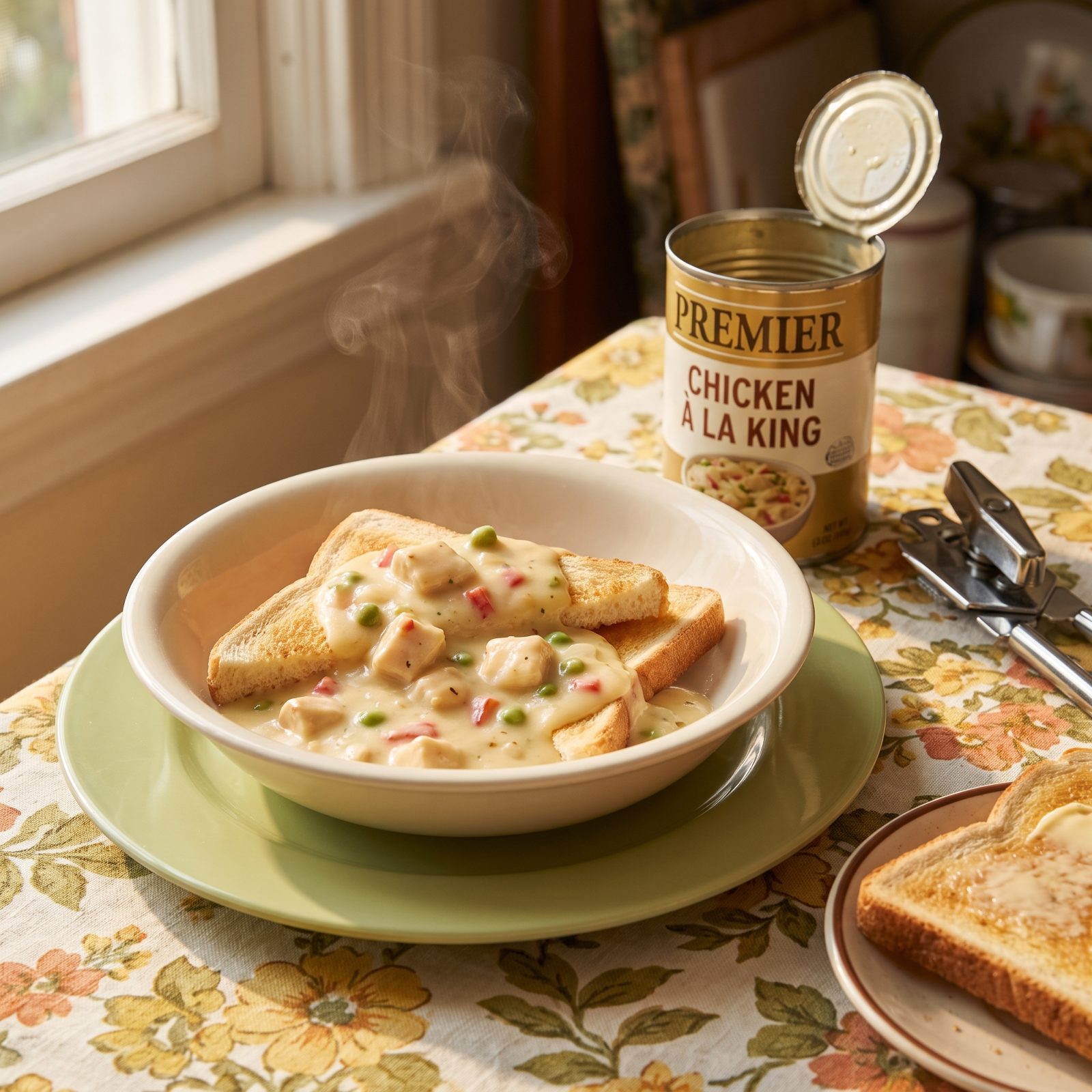 Canned Chicken à la King, Poured Straight Over Toast