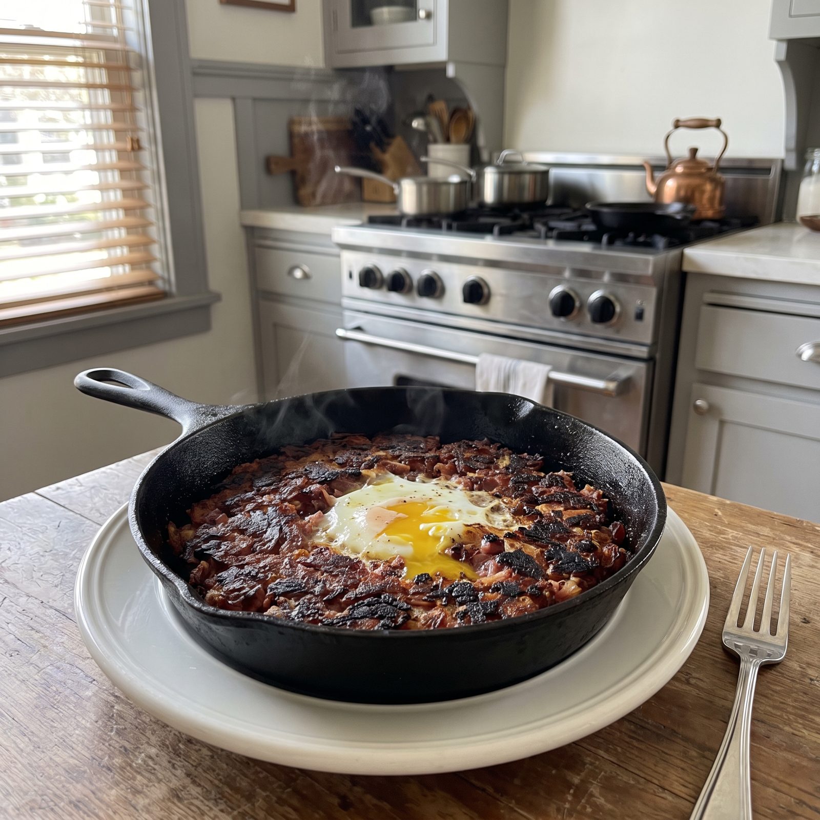 Canned Corned Beef Hash Fried to a Crisp Dark Crust