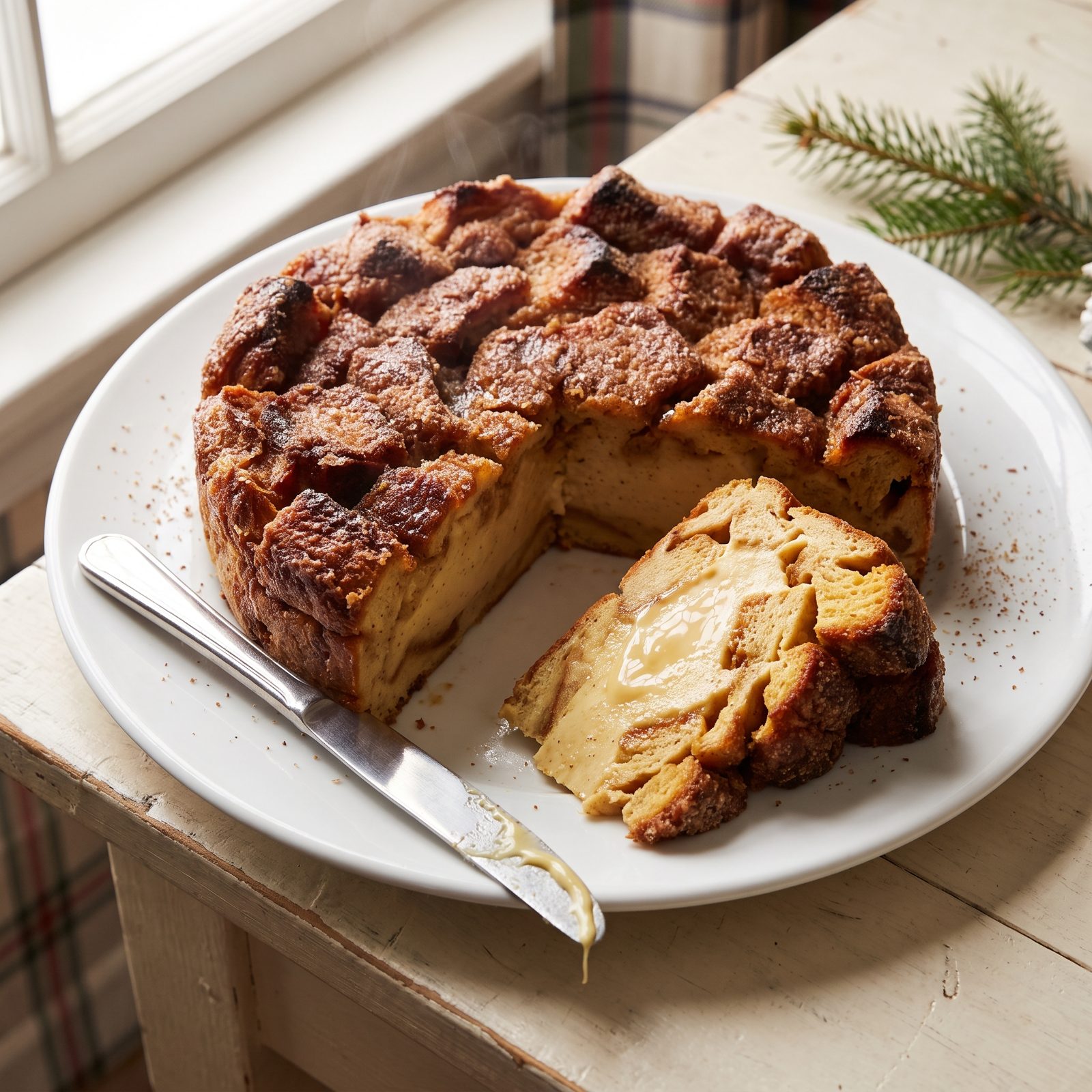 Caramelized Bread Pudding With an Eggnog Custard Core