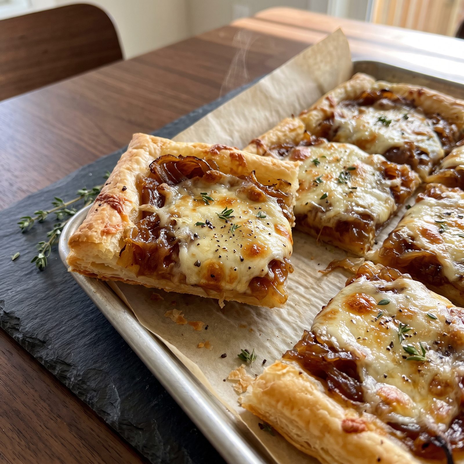 Caramelized Onion and Gruyère Tart Squares