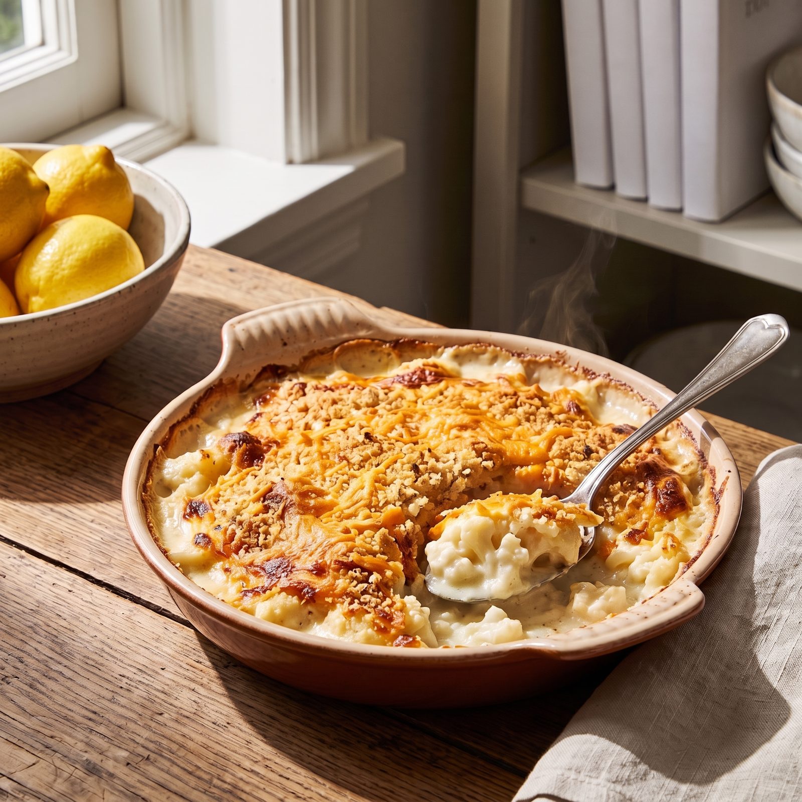 Cauliflower Gratin With Cheddar Crumbs