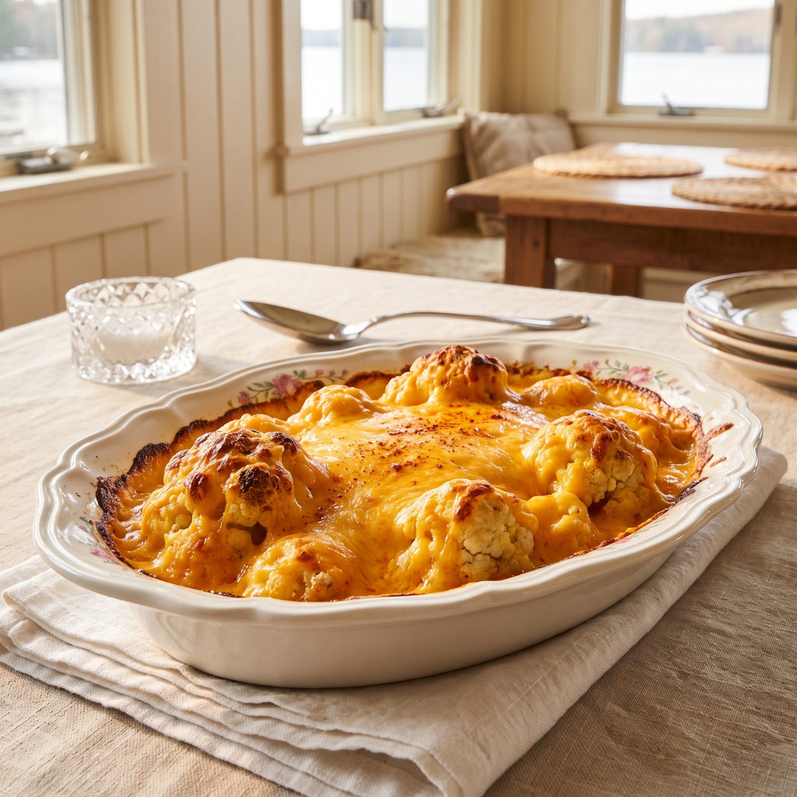 Cauliflower Smothered in Sharp Cheese Sauce