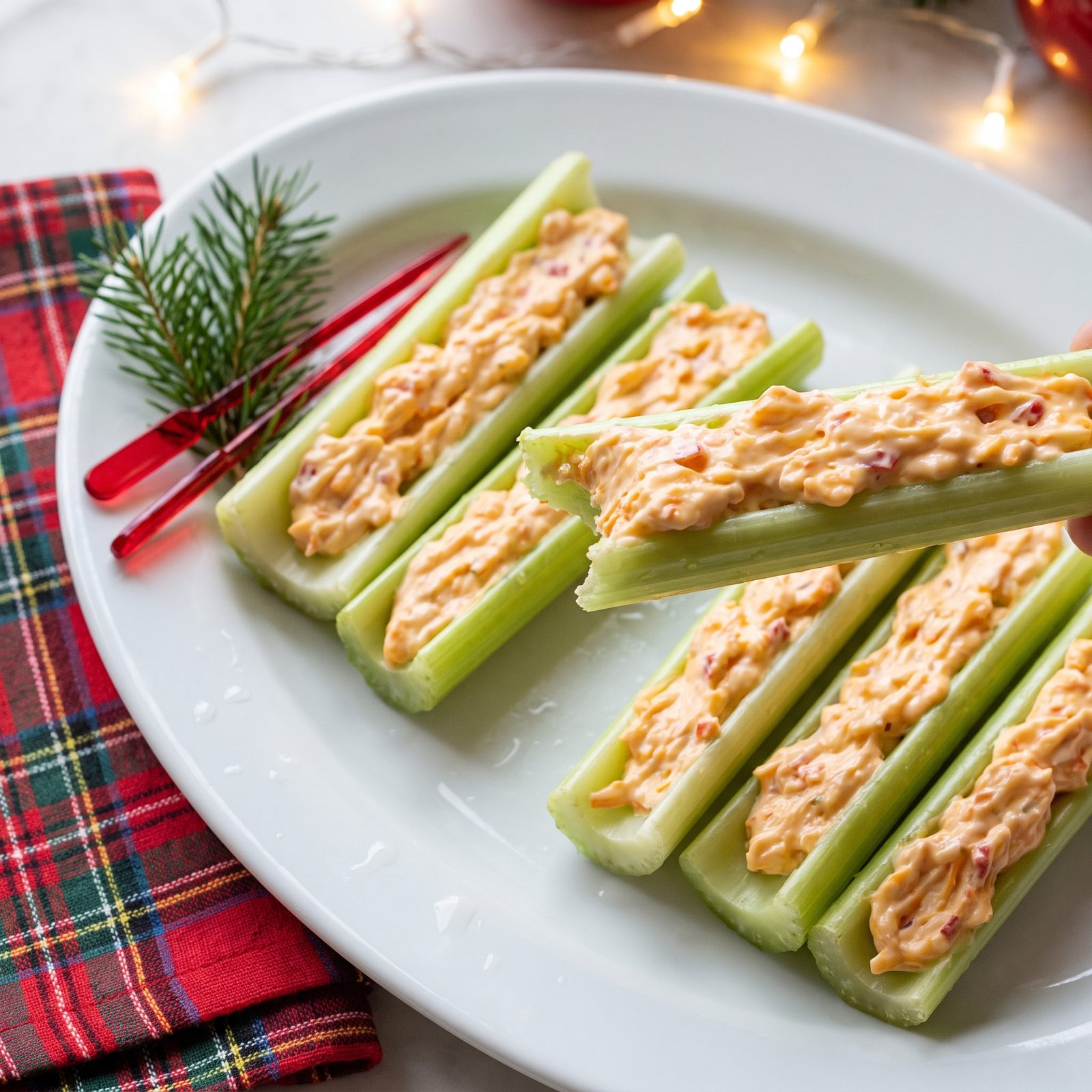 Celery Sticks Stuffed With Pimento Cheese