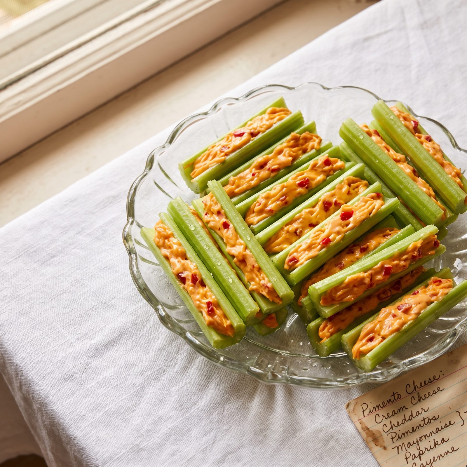 Celery Sticks Stuffed With Pimento Cheese