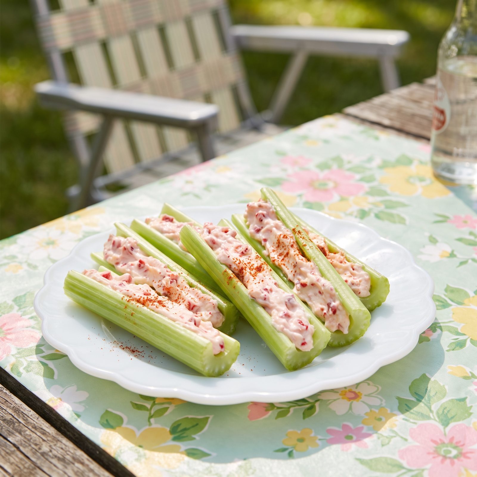 Celery Sticks Stuffed With Pimiento Cream Cheese