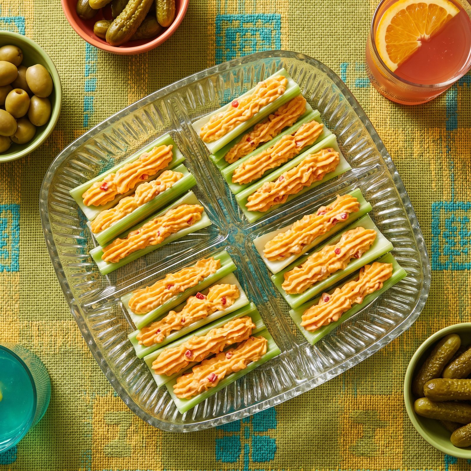 Celery Stuffed With Pimento Cheese on the Relish Tray