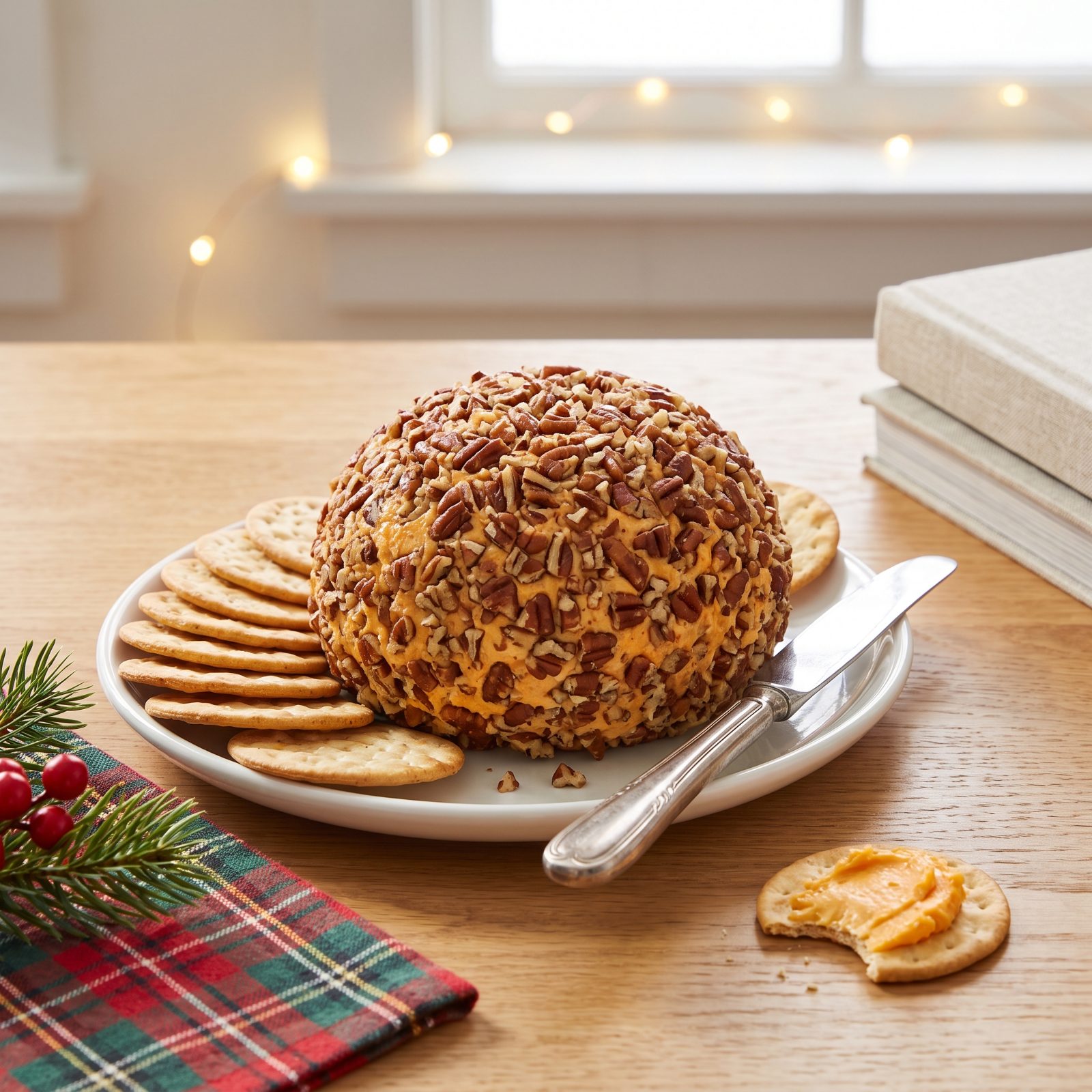 Cheddar Cheese Ball Rolled in Chopped Pecans
