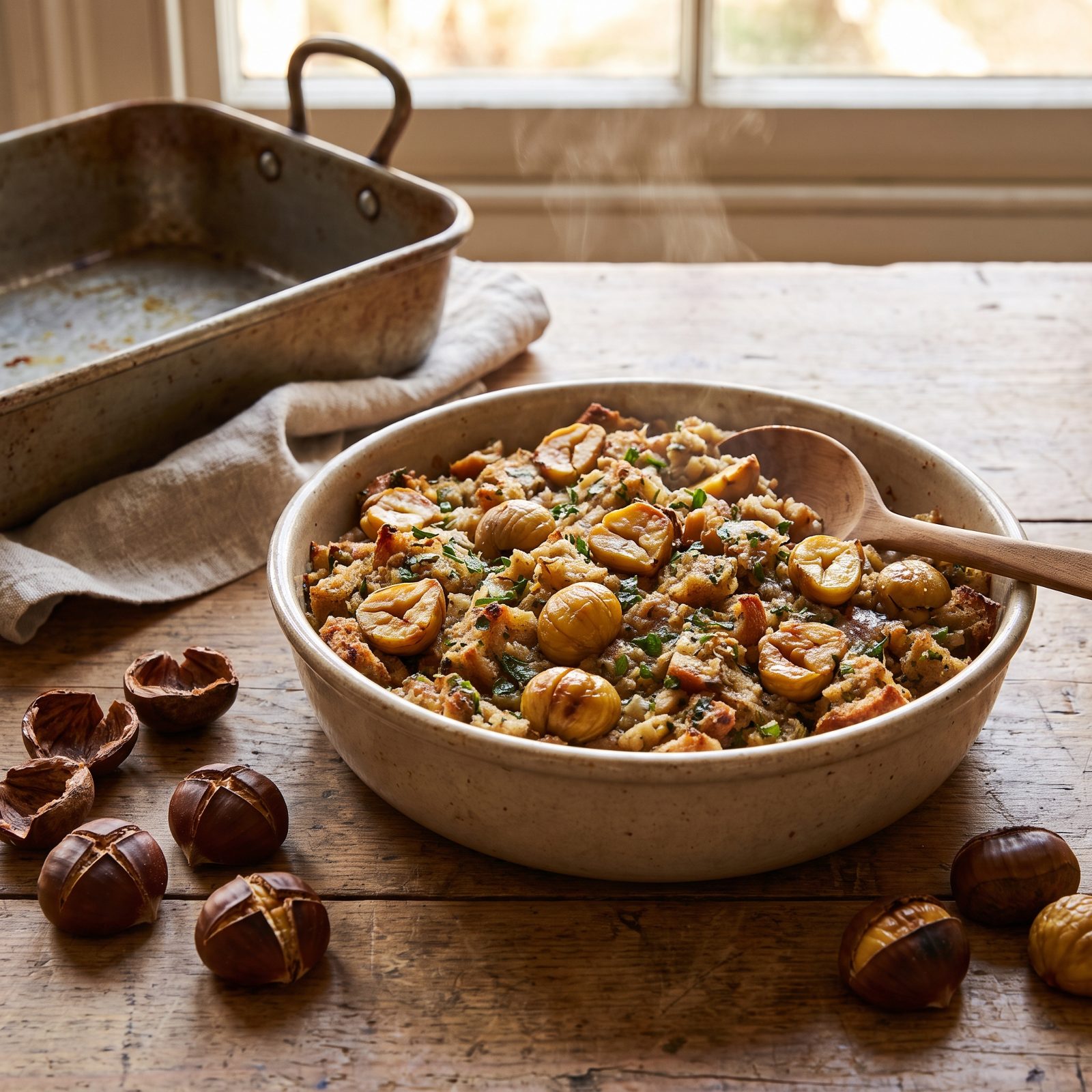 Chestnut Stuffing Made From Fresh-Roasted Chestnuts