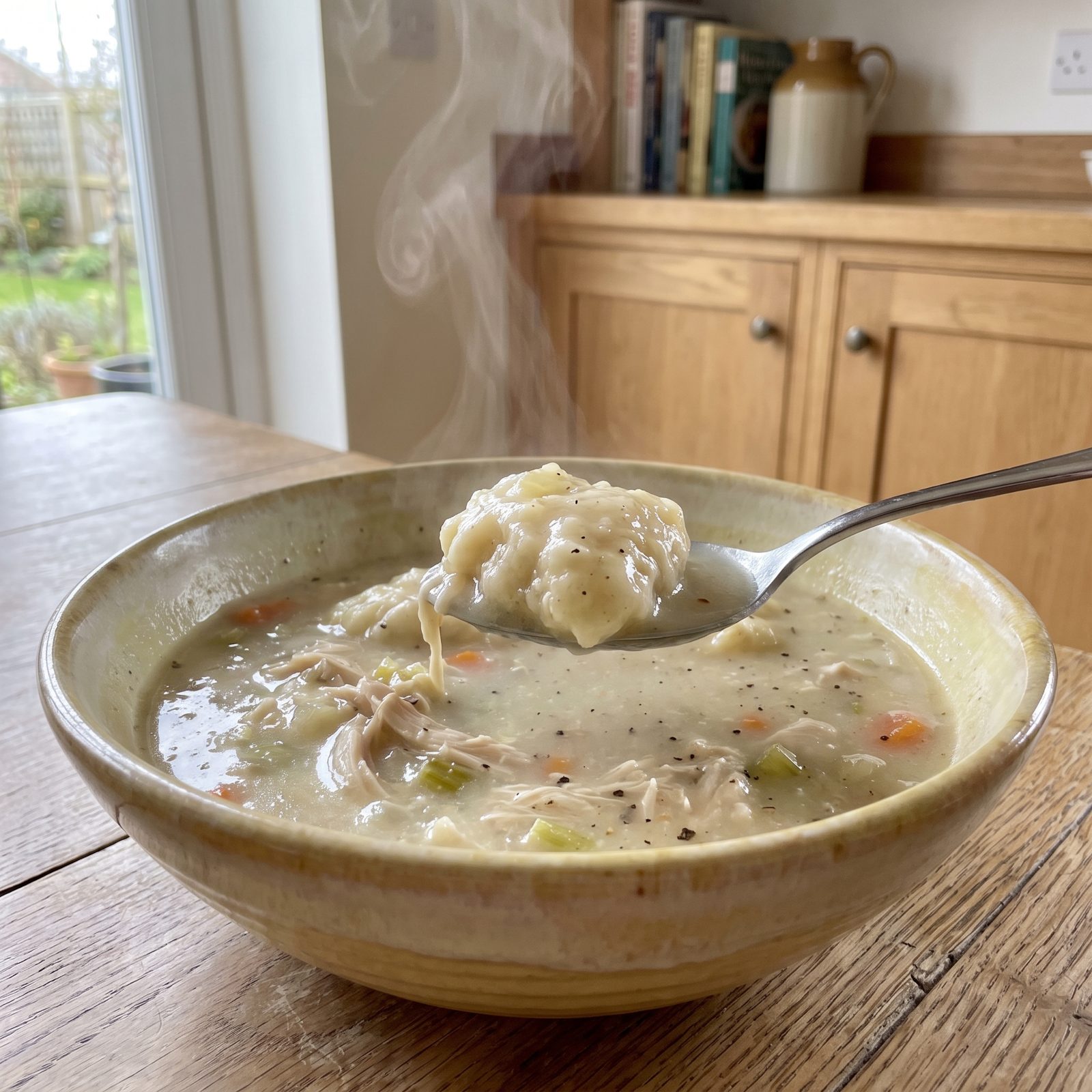Chicken and Dumplings With Cloudy Broth