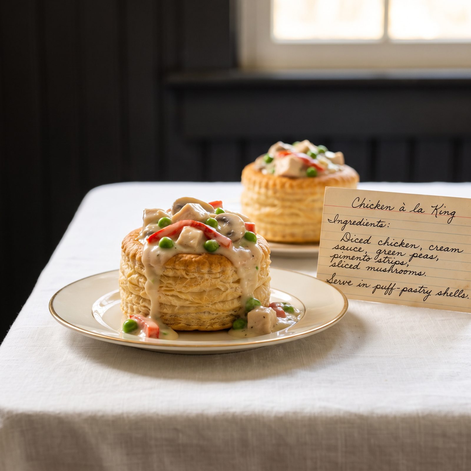 Chicken à la King Served in Puff-Pastry Shells