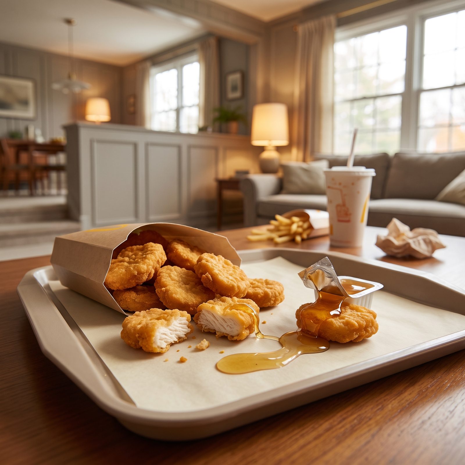 Chicken Nuggets With Honey From a Fast-Food Packet