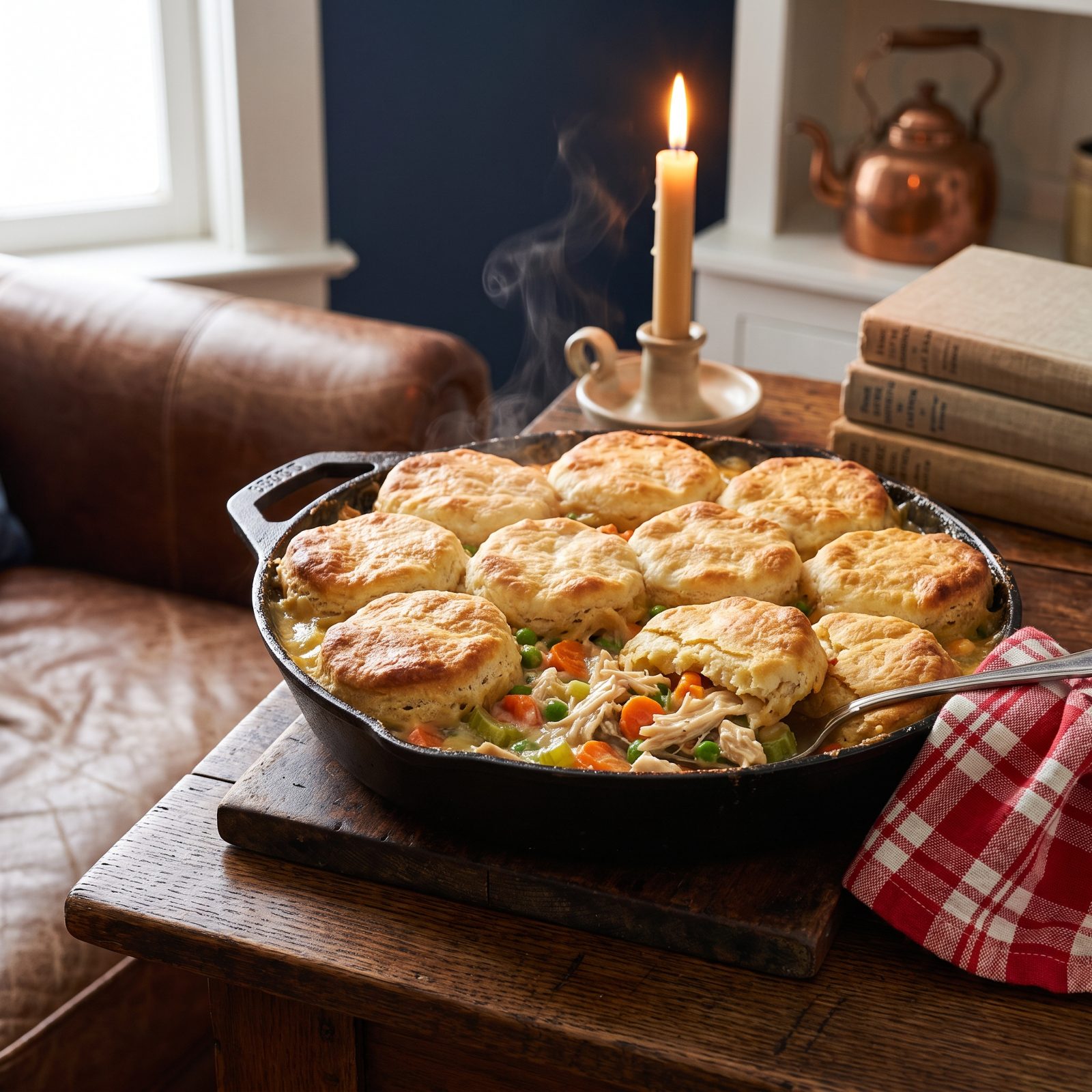 Chicken Pot Pie With a Biscuit Crust