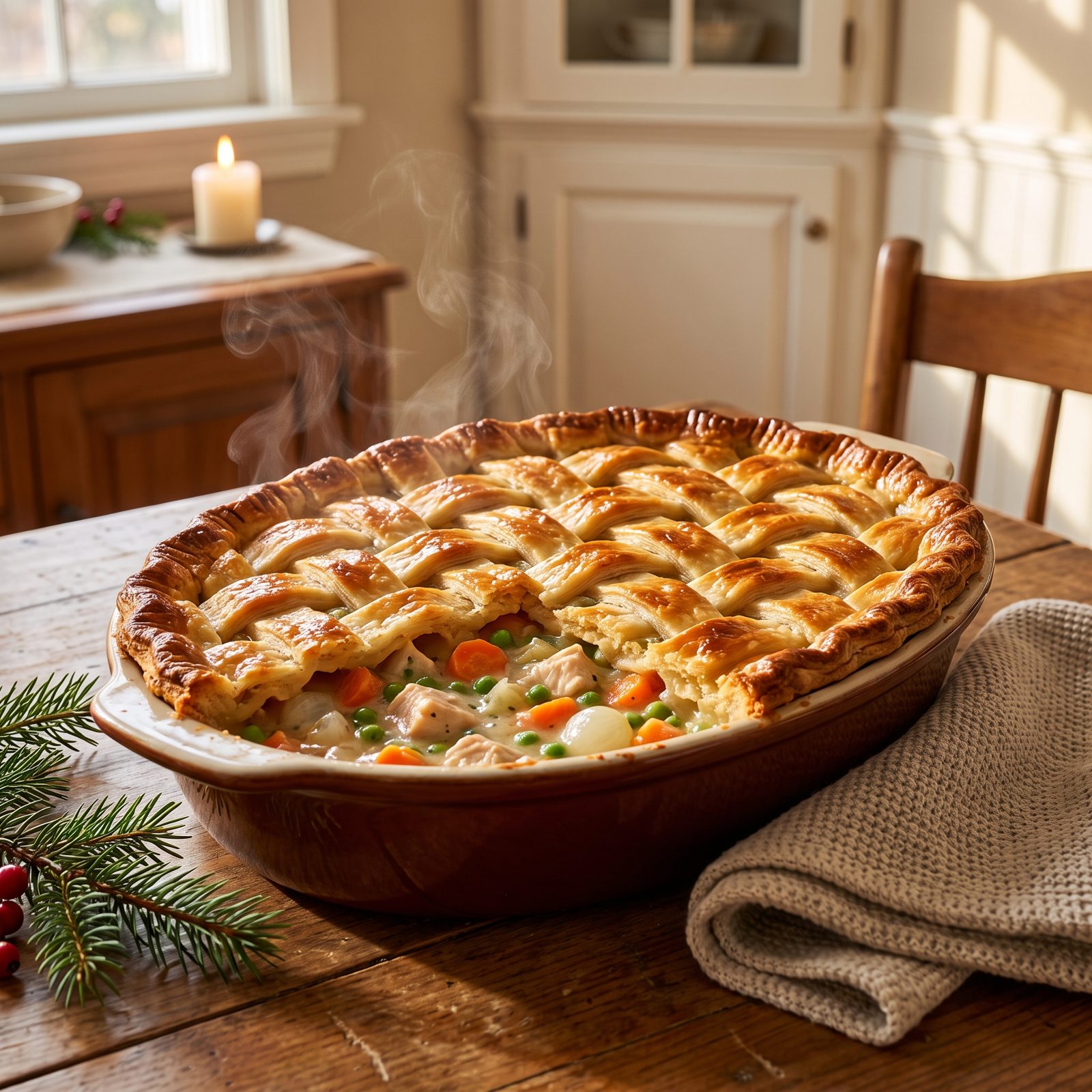 Chicken Pot Pie With a Flaky Lattice Crust