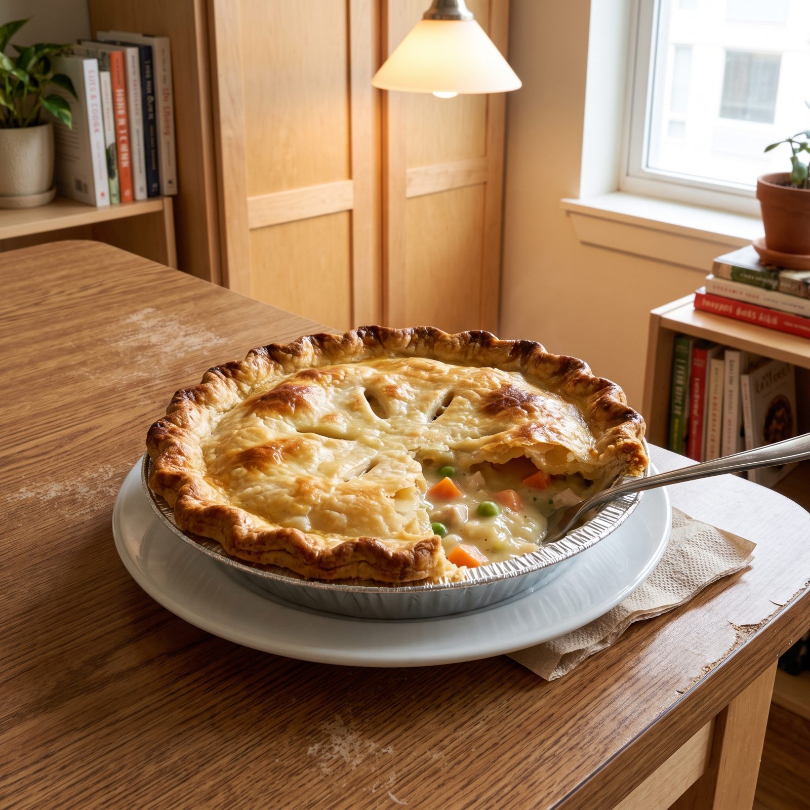 Chicken Pot Pie With a Foil-Tin Crust