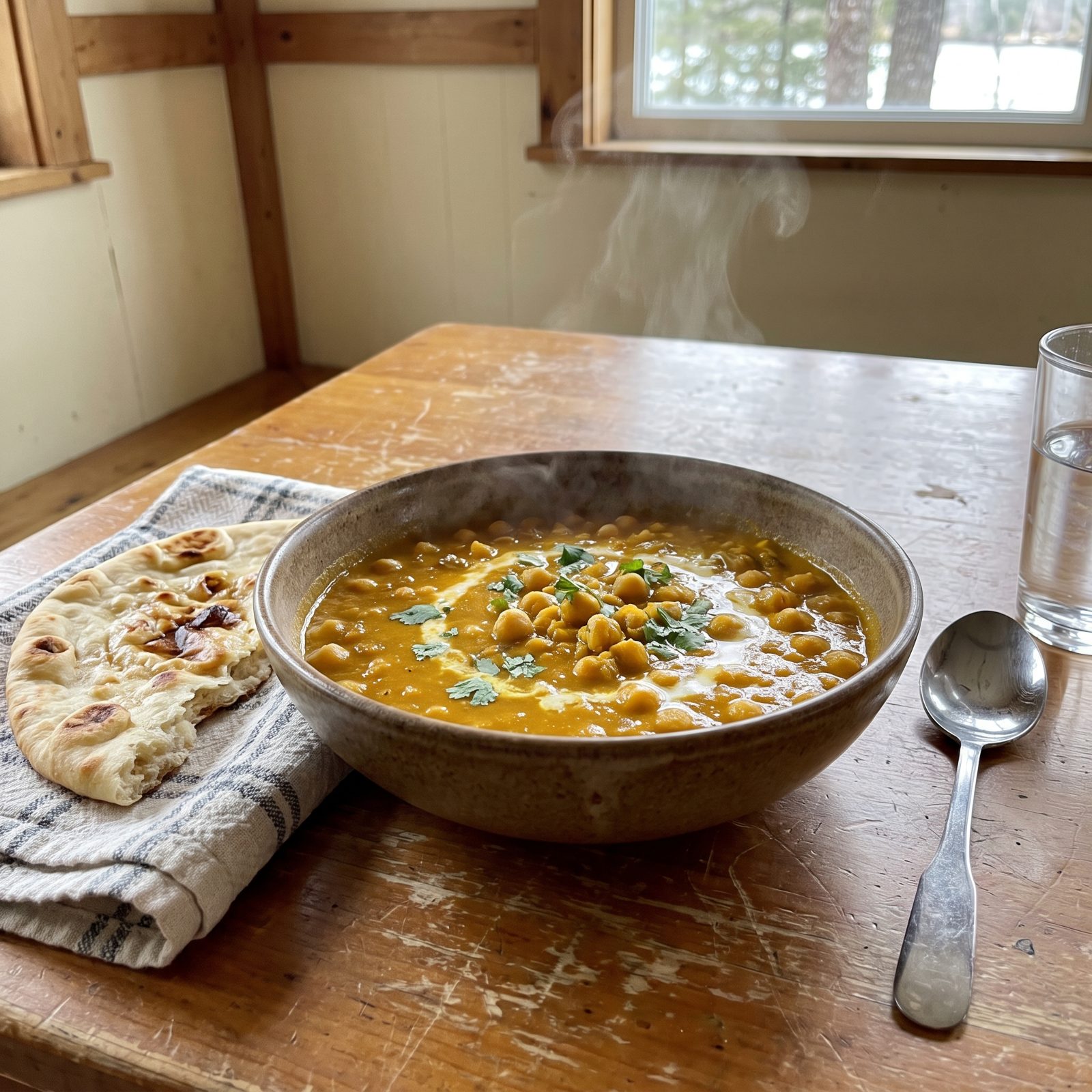 Chickpea Curry With Warm Flatbread