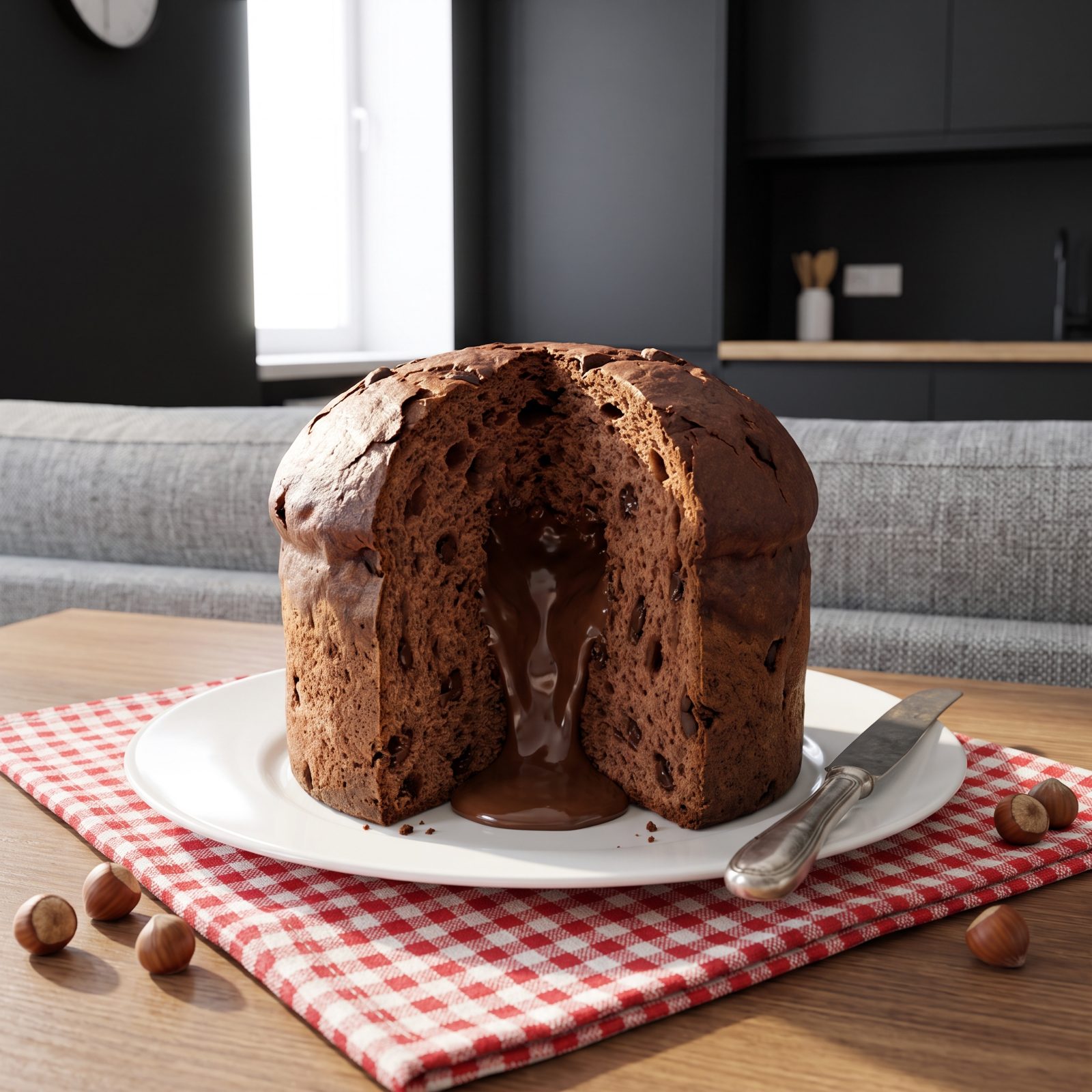 Chocolate Panettone With a Molten Gianduja Center