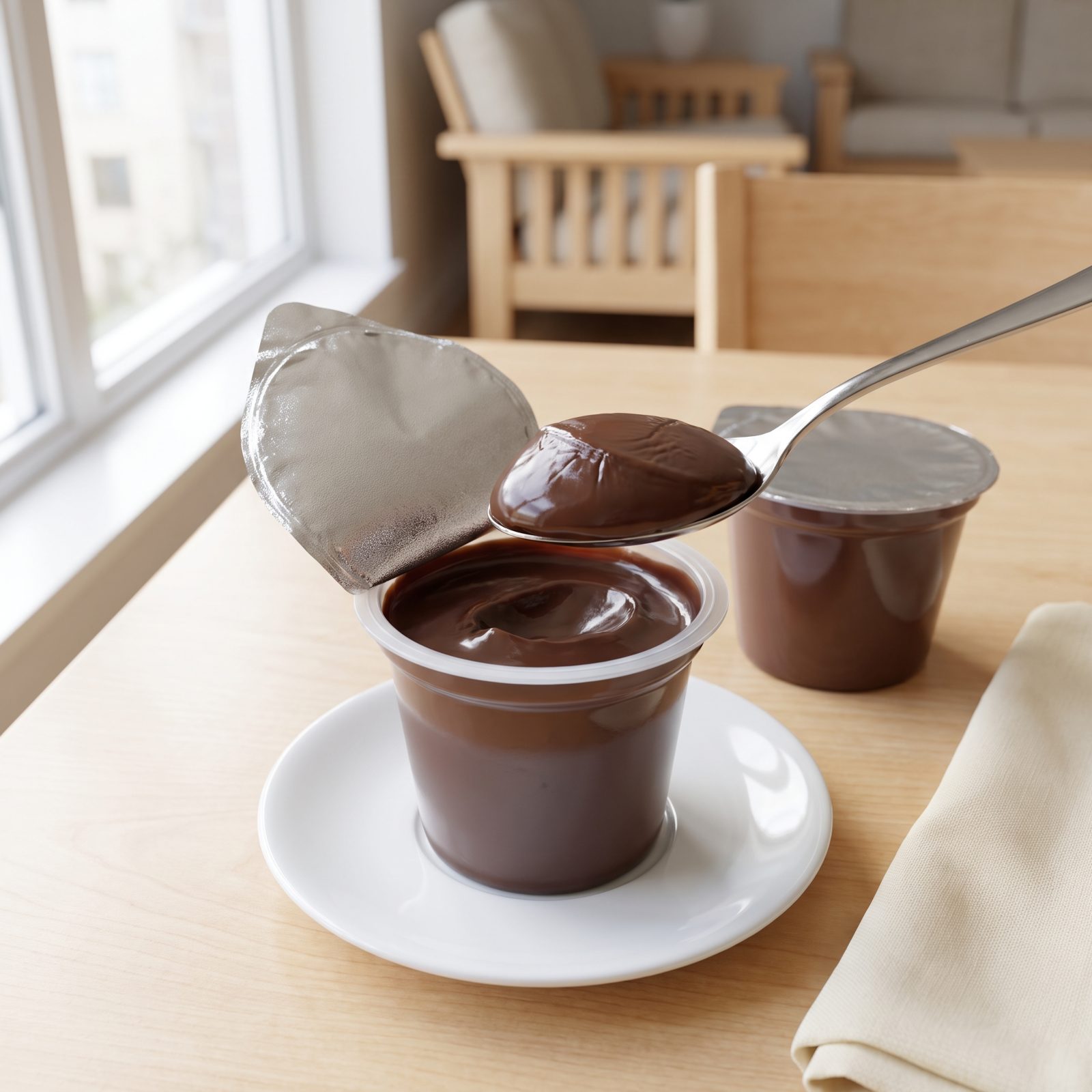Chocolate Pudding Cups With the Skin on Top