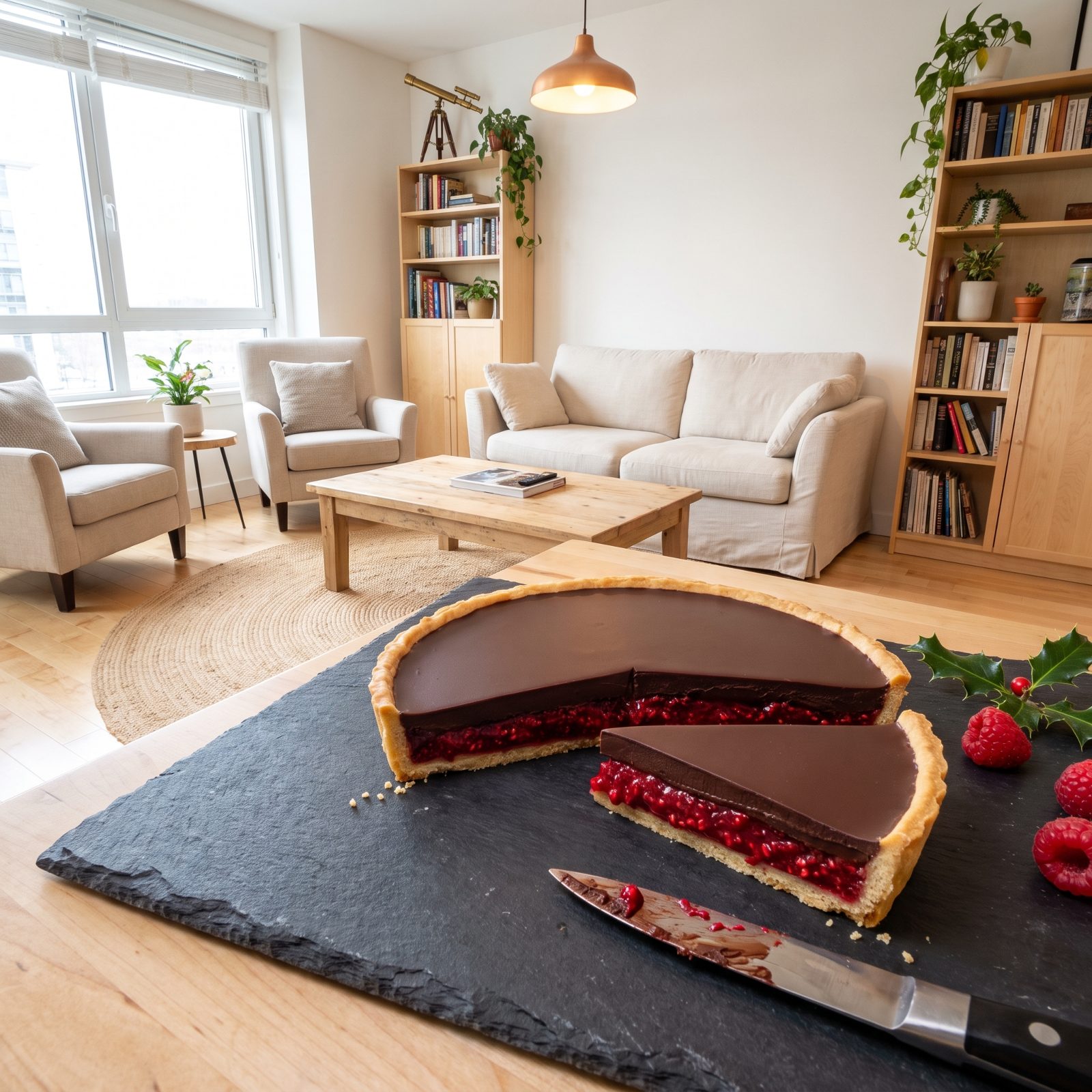 Chocolate Tart With a Bright Raspberry Interior