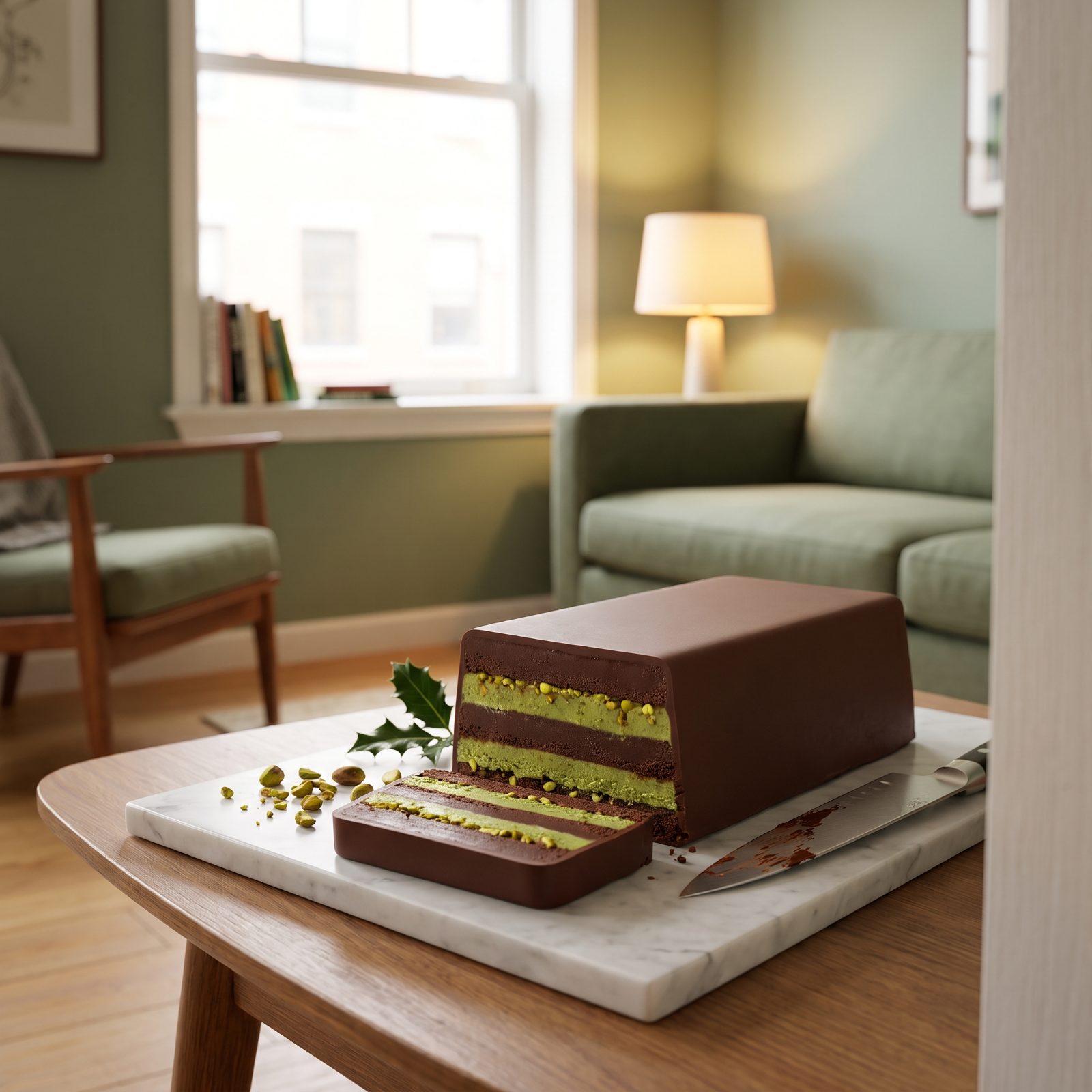 Chocolate Terrine With Pistachio Layers You Only Find When You Slice