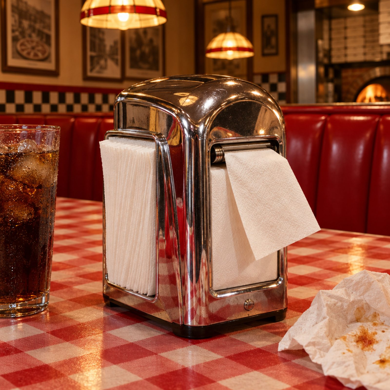The Chrome Napkin Dispenser Parked at Every Table