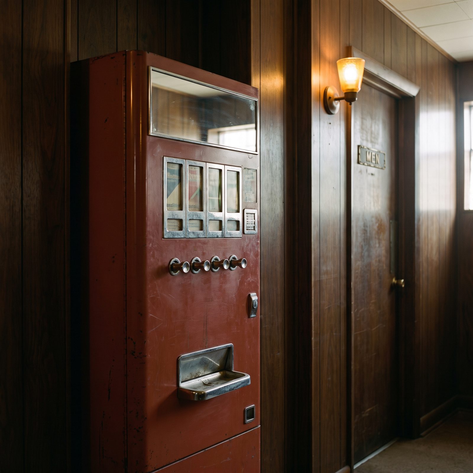The Cigarette Machine Humming by the Restrooms
