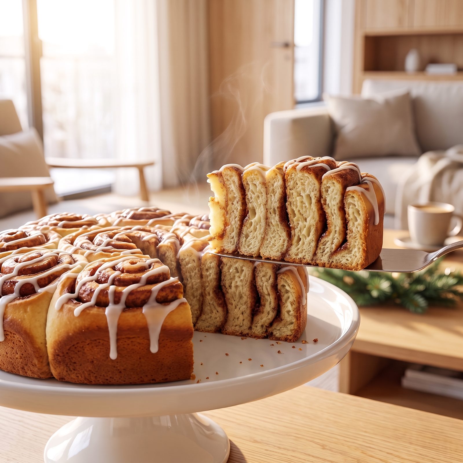 Cinnamon Roll Cake With Concentric Swirls