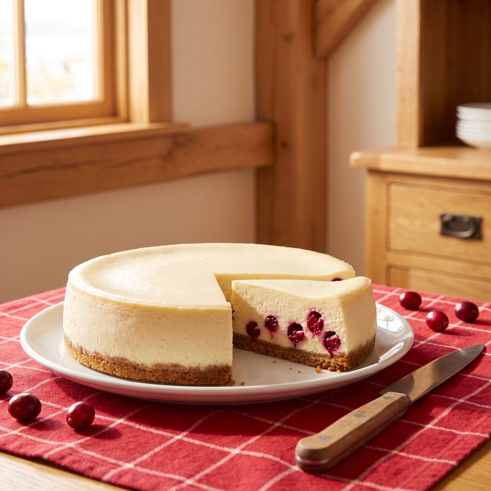 Cookie-Bottom Cheesecake With a Cranberry Mosaic