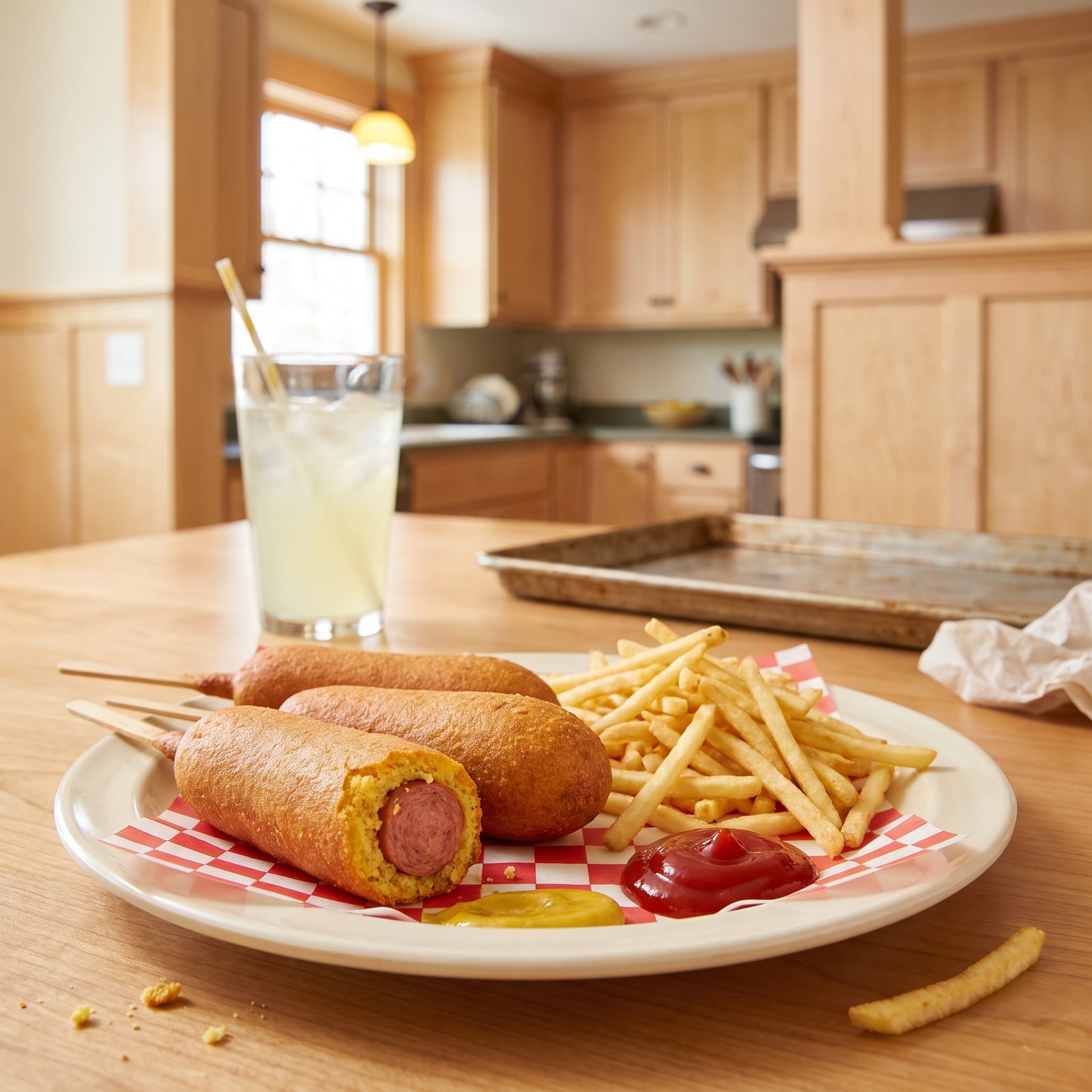 Corn Dogs With Shoestring Fries