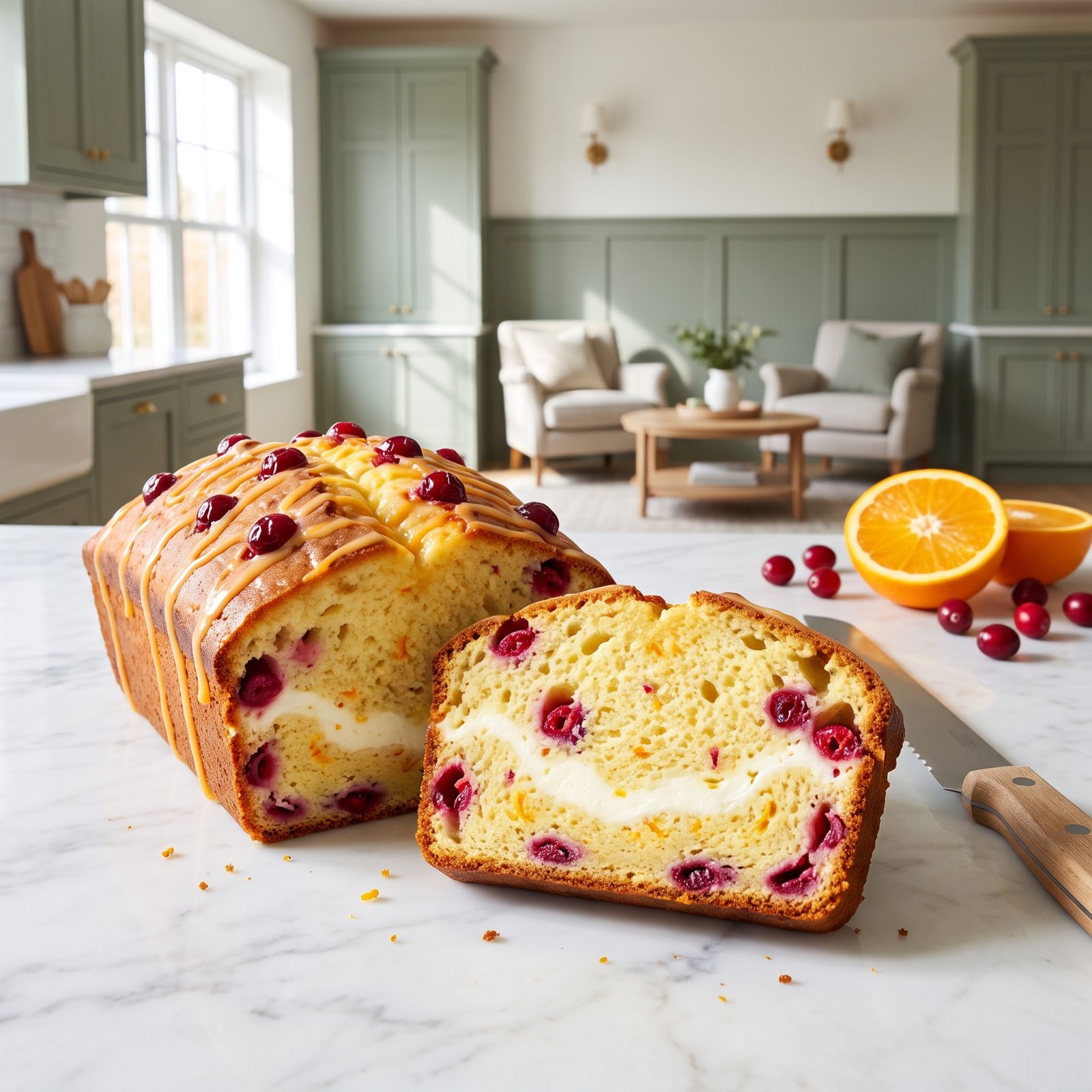 Cranberry Orange Bread With a Cream Cheese Ribbon