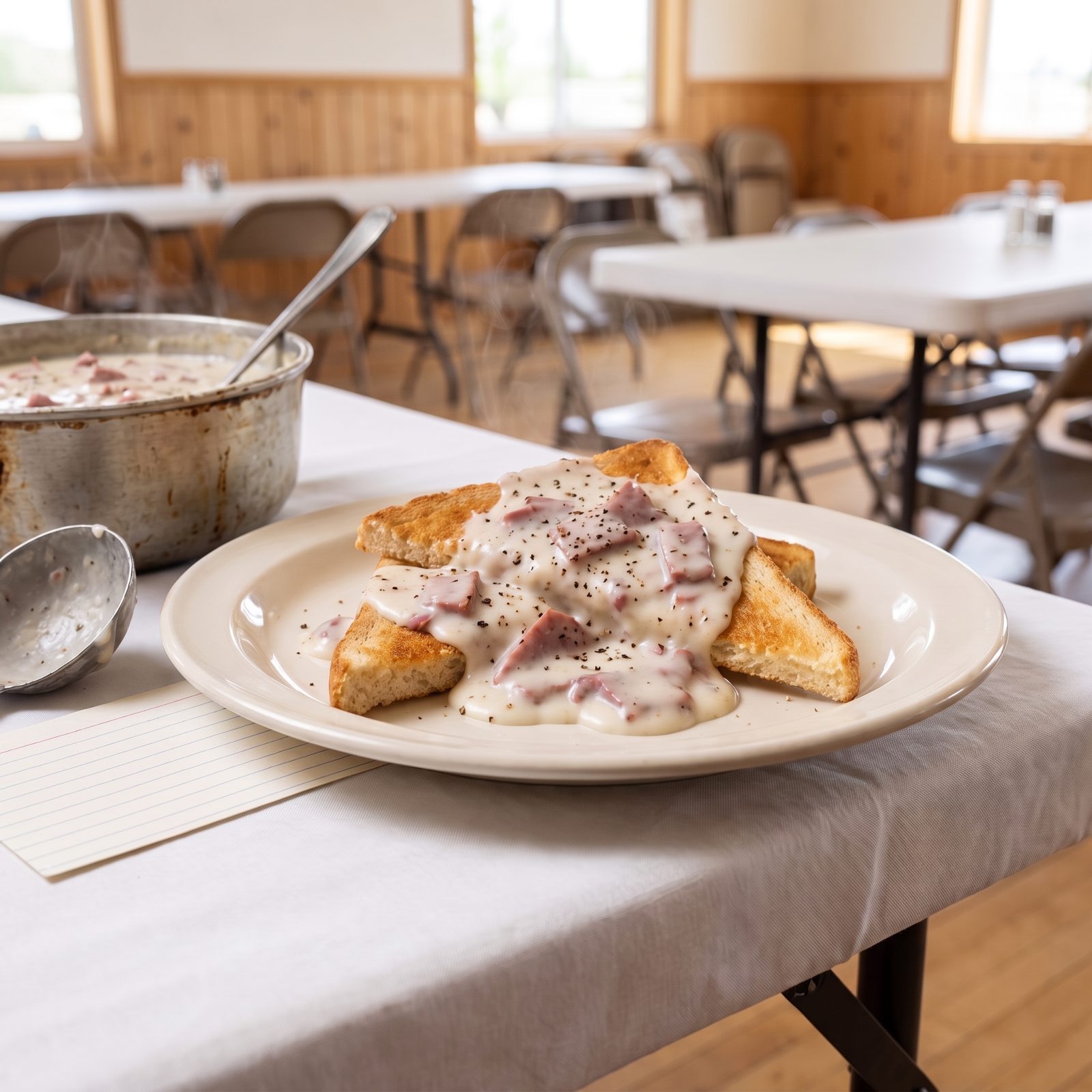 Creamed Chipped Beef Ladled Over Toast Points