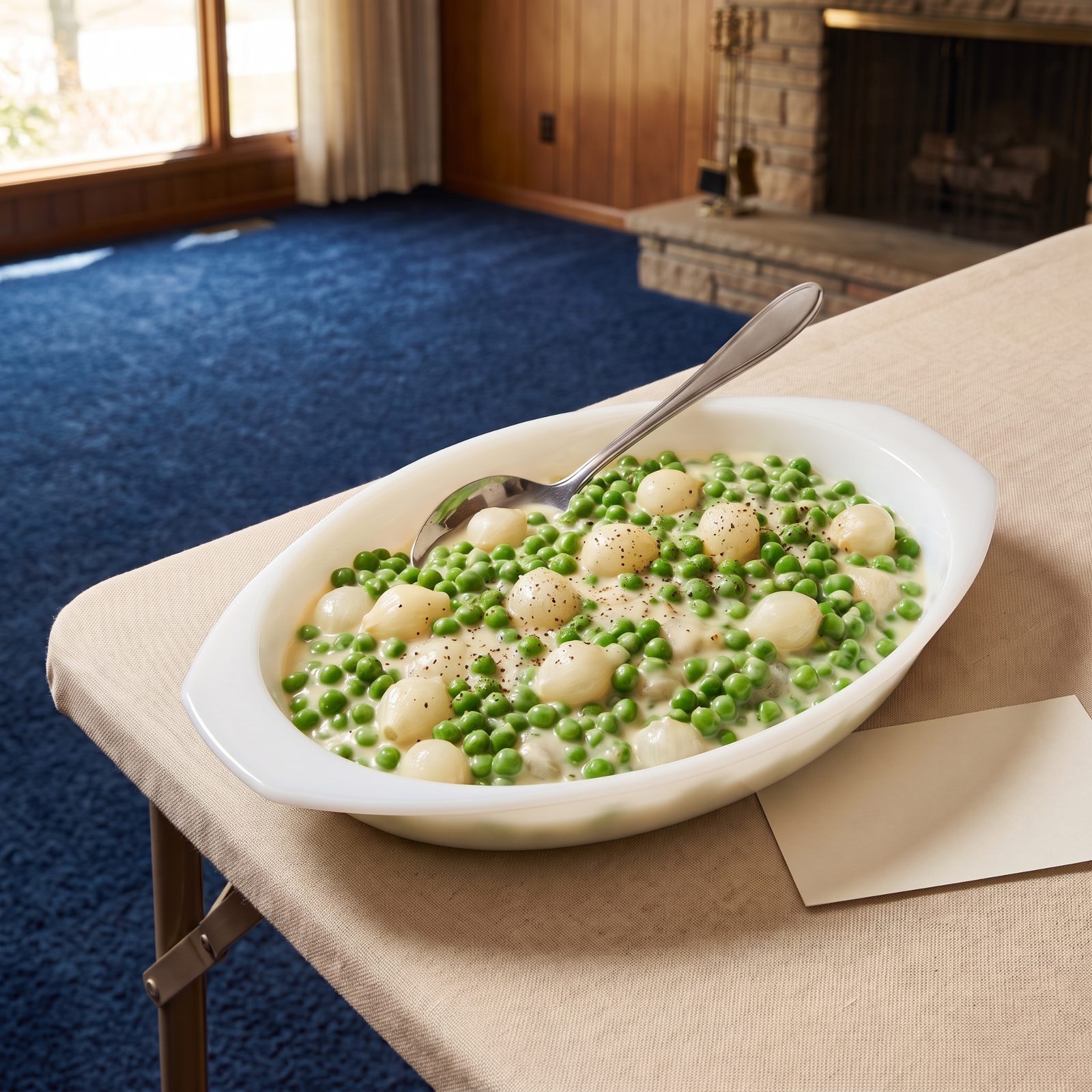 Creamed Peas and Pearl Onions in White Sauce